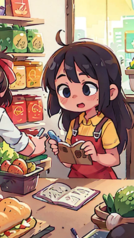 two girls in the market,food,store,vegetables
