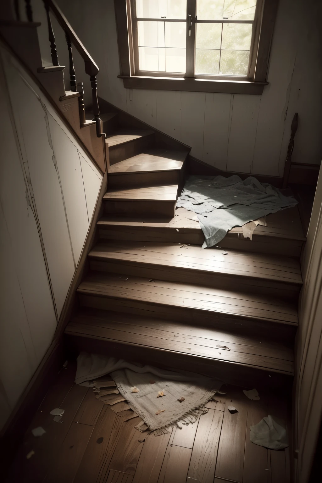The minutes ticked by, each one heavier than the last, as an ominous stillness descended upon the house. The once familiar sounds of creaking floorboards and distant traffic had vanished, leaving me in an unsettling silence. Yet, I could sense that something was alive and breathing only a mere breath away.

Dust-covered furniture lined the dimly lit rooms, their surfaces adorned with faded rags and withered flowers that seemed to have long surrendered to the grasp of oblivion. An inexplicable pull drew me towards the old, creaky stairs that led to the second floor. With every step, my nerves jangled and my heart raced. I