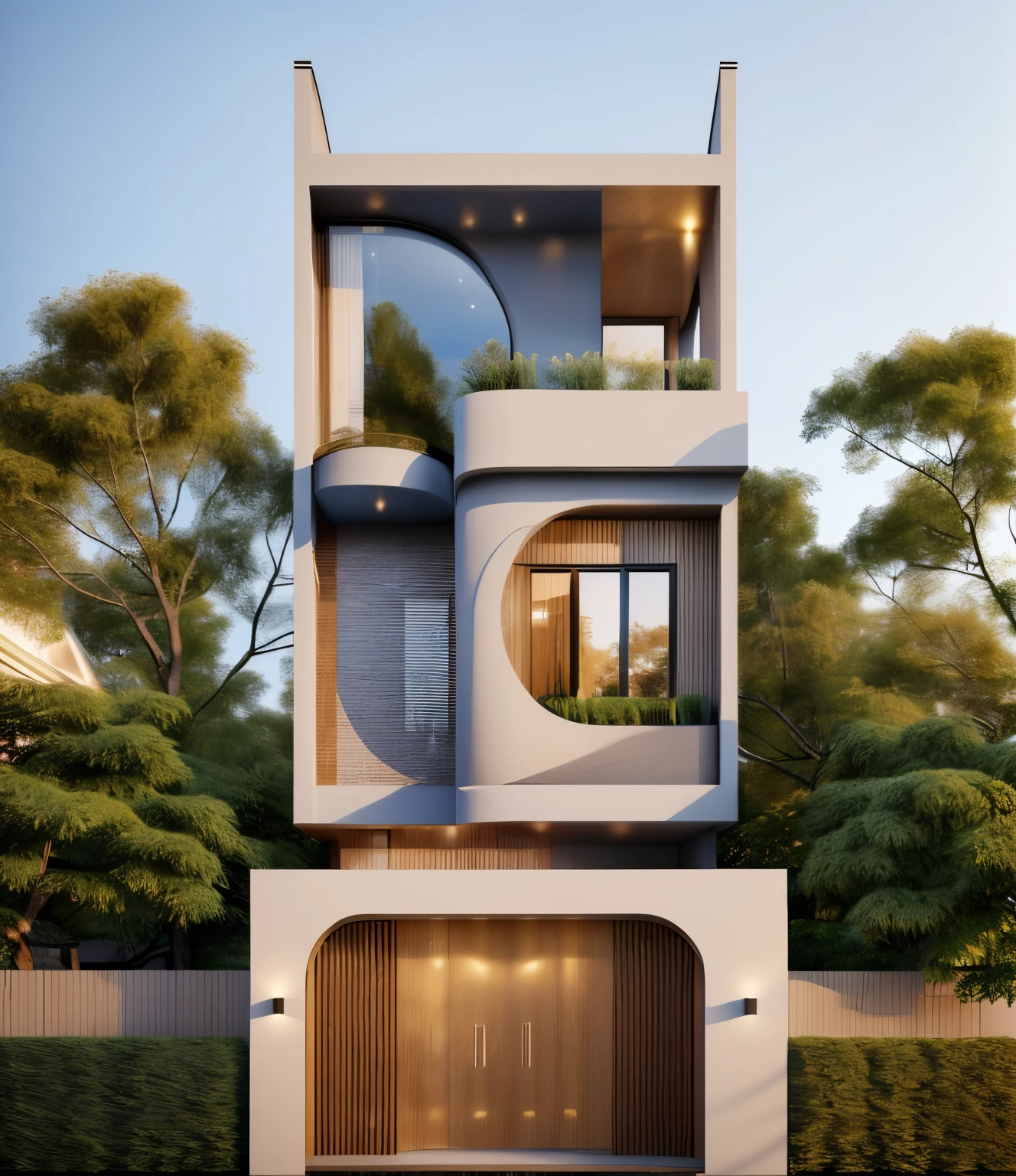 rendering of a modern residential townhouse, professional render, wide angle exterior 2023, highly detailed render, high quality rendering, realistic render, architectural render, high-quality render, detailed rendering, hyper-realistic render, hyper - realistic render, very realistic 3 d render, high render, realistic rendering, very realistic render