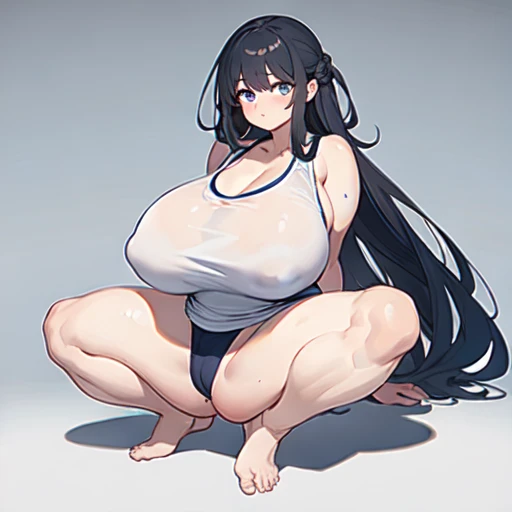 A cute  with huge breasts and an overweight body,((((fat)))),((((gigantic breasts)))),huge breasts,thick thighs,tank top,(((Full body))),(best quality:1.4),(masterpiece:1.4),(ultra detailed:1.4).(ultra detailed:1.4),(insanely detailed:1.4),(masterpiece, best quality:1.2), 1girl, solo