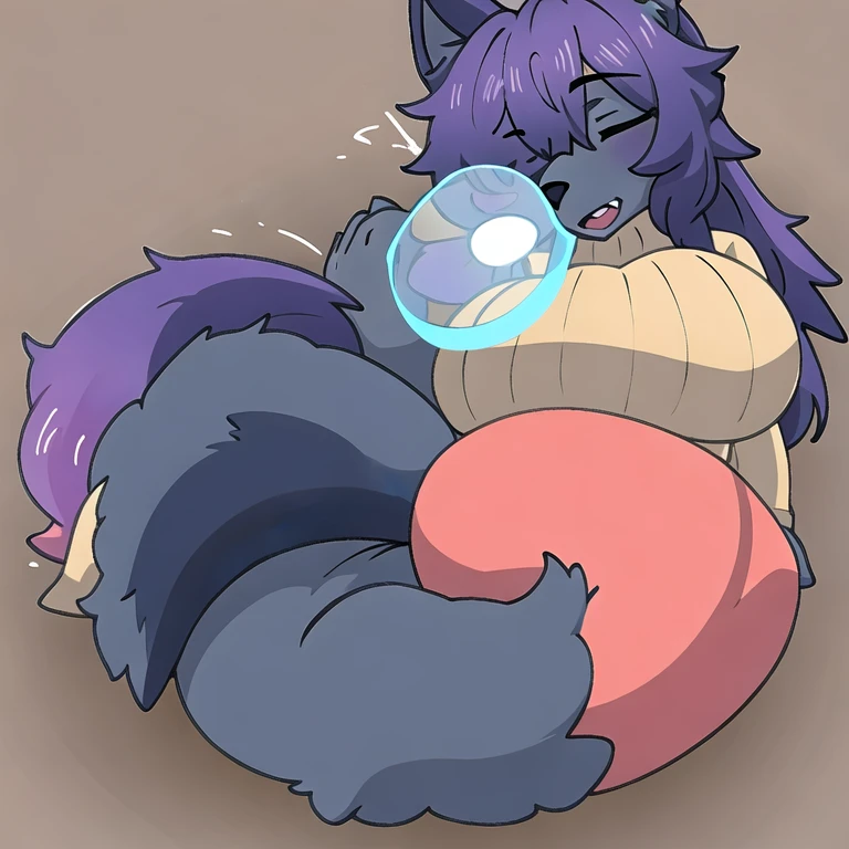 (masterpiece, best quality:1.2), 1 dog girl, solo, furry, sleeping, violet skin, vioket hair
