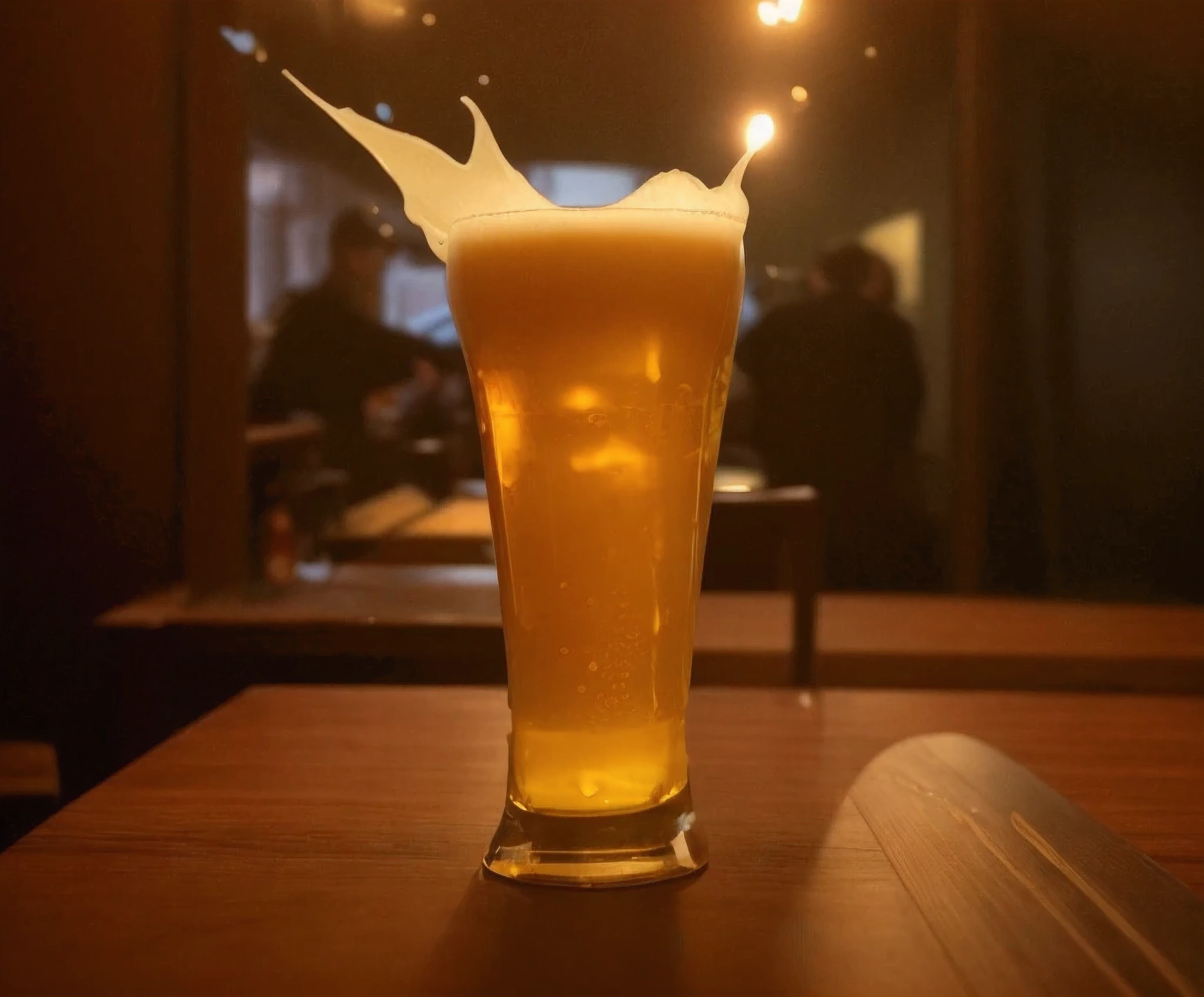 um copo de cerveja em uma mesa, cerveja sendo bebida e derramada, photo rendering, cerveja, cinematic cerveja, drinking cerveja, por Joe Bowler, Derramar, cold cerveja, Health, inside a cerveja glass, foto realista
