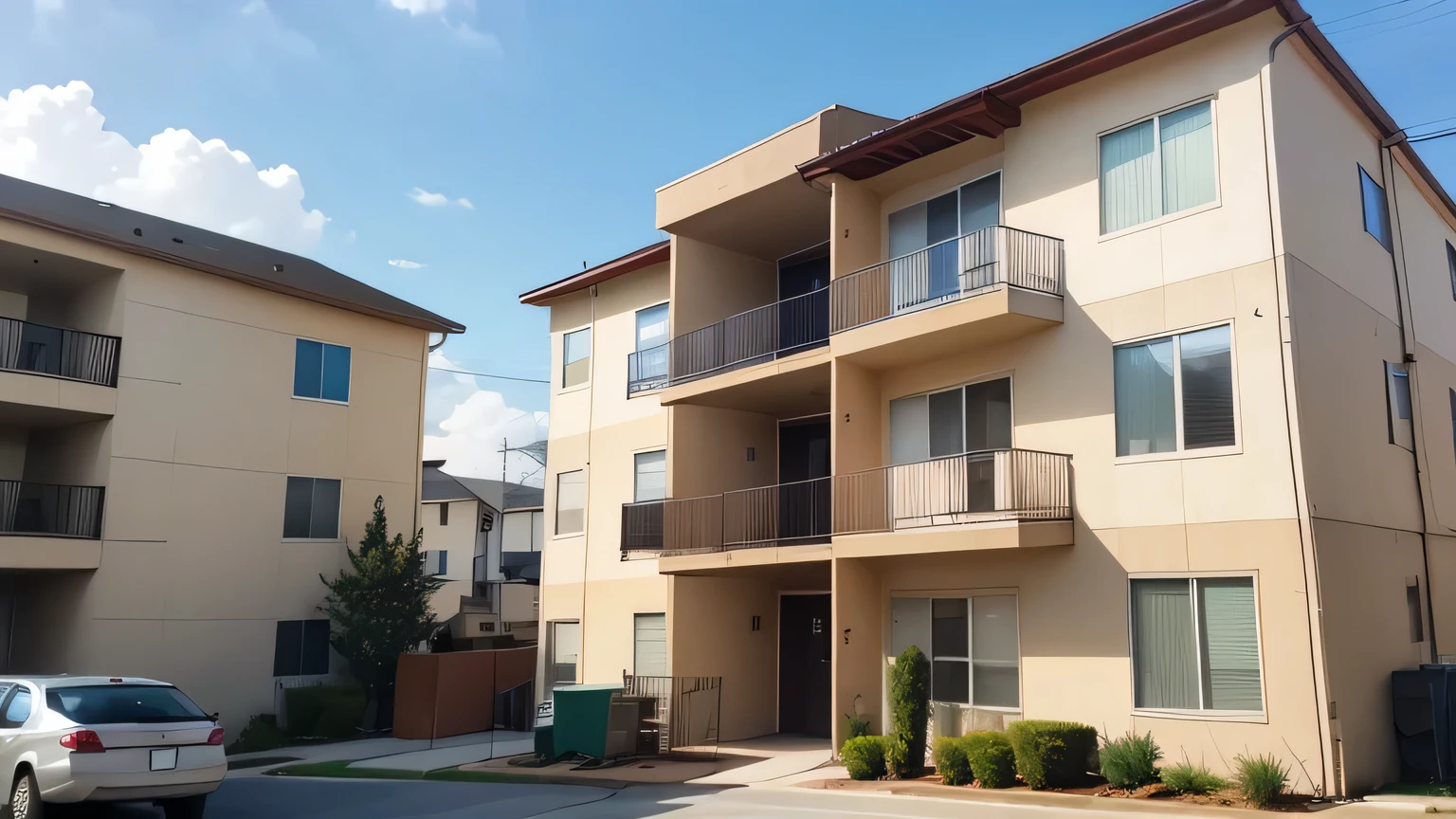 apartment building in a poor area of america