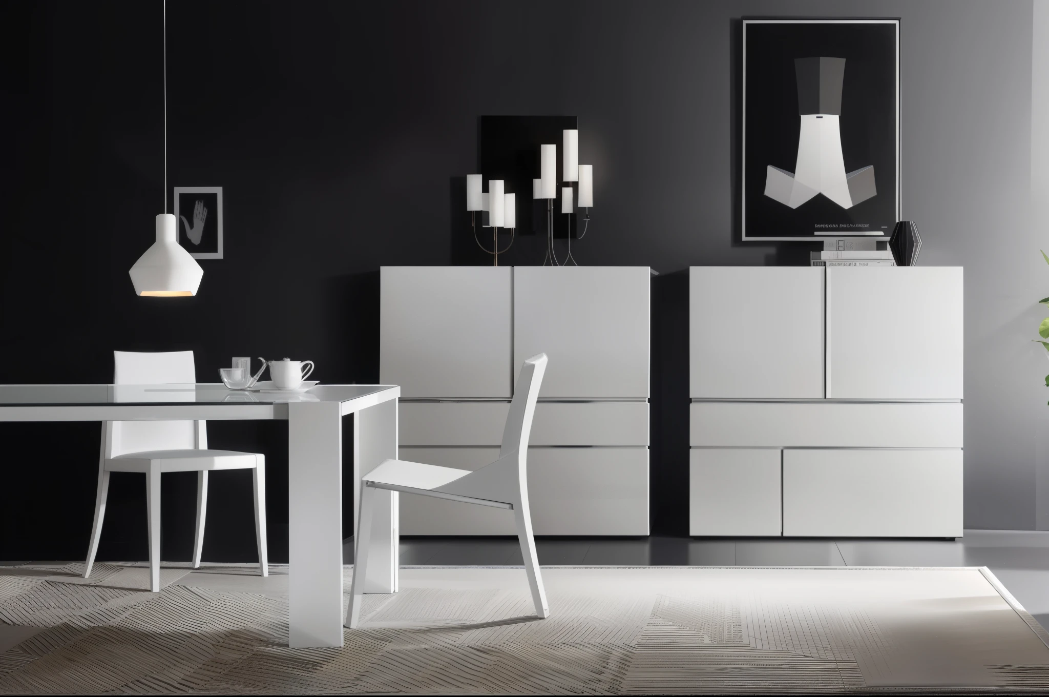 There is a white table and chairs in the room, white furniture, designer furniture, With smooth lines and powerful strength, modern gallery furniture, smooth white, elegant minimalism, furniture and decoration, simple furniture, Simple and beautiful, elegant furniture, style furniture, Furniture design, glossy white, Inspired by Francesco Forlini, inspired by Tommaso Redi, minimally modern