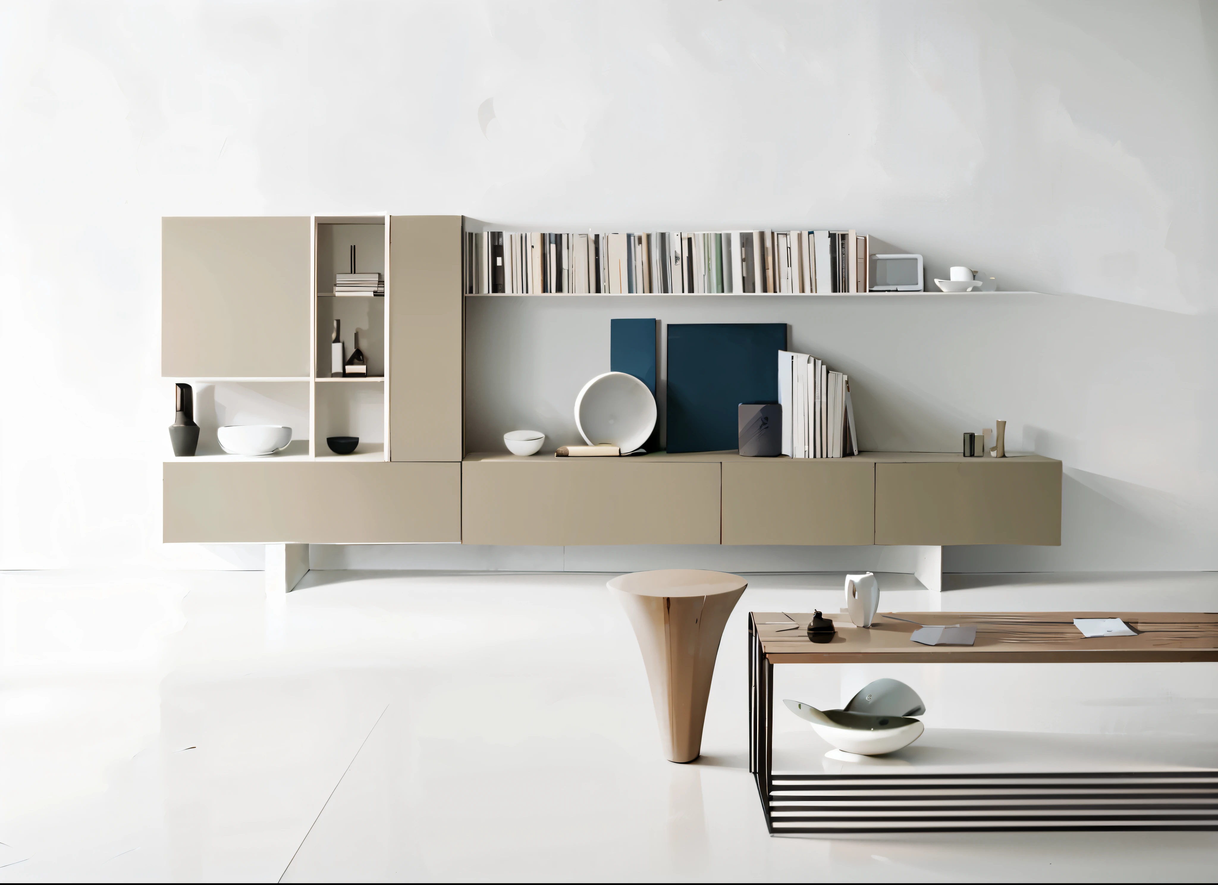 Modern living room with bookshelves and coffee table, elegant minimalism, simple design, simple furniture, Furniture design, minimally modern, Keep color scheme, Modern and simple设计, minimalist design, designer furniture, Stylish and modern atmosphere, Modern and simple, Stylish utopian design, Simple and beautiful, Modern and simple, inspired by Fernando Gerassi