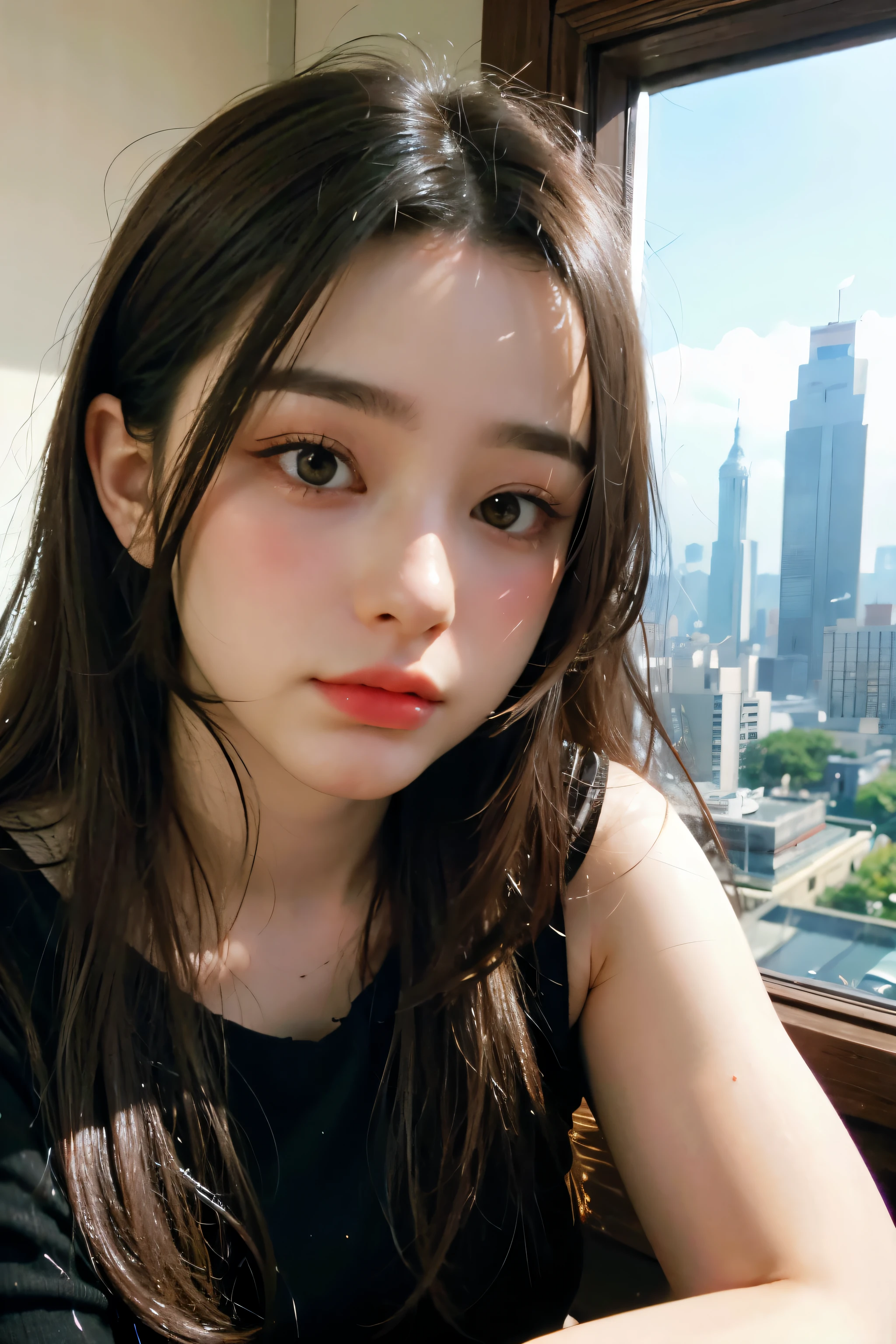 Dasha Taran ,Realistic Woman Brown Hair Adult Age 18 Years Old Background Monas Jakarta