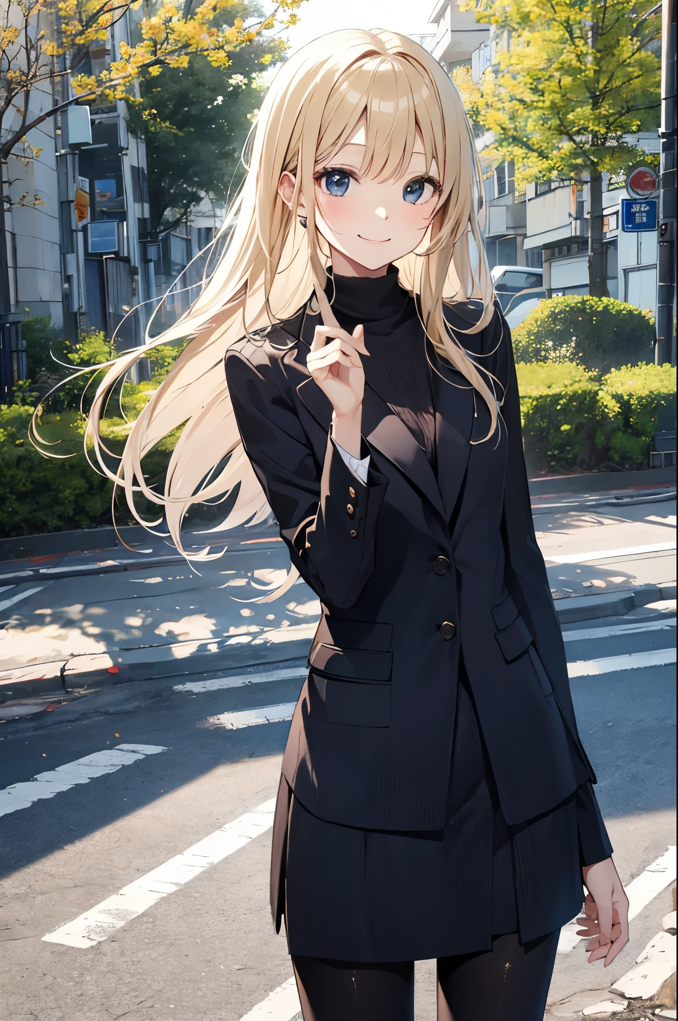 (Pretty sister:1.3)、happy face,spring atmosphere、suit figure、Wave your hand loudly、evening、blonde、Super detailed