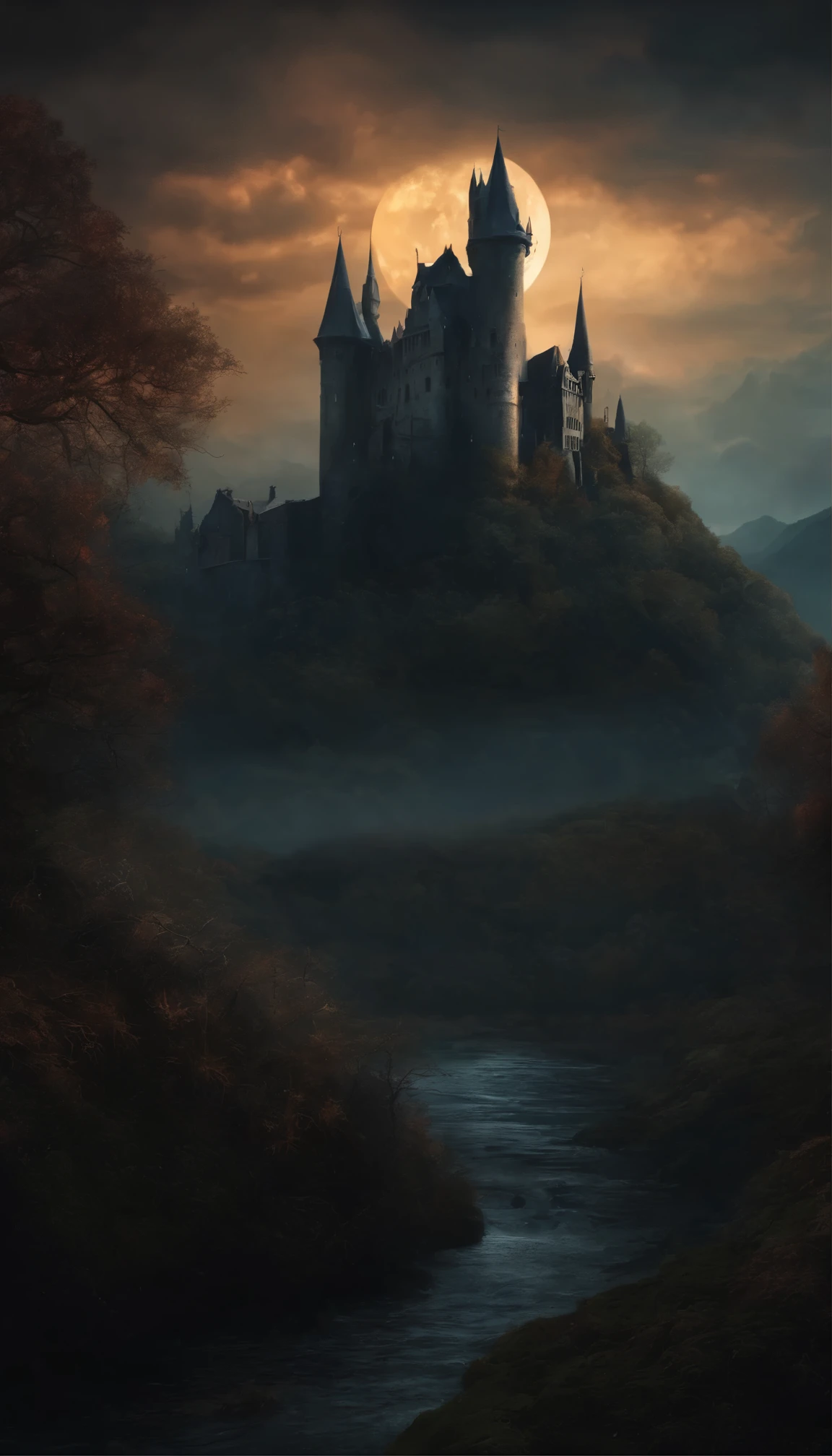 A dark and foreboding fantasy landscape, featuring a haunted and abandoned castle, with twisting vines, ghostly apparitions, and a foreboding atmosphere that creates a sense of mystery and intrigue, artstation, digital illustration, highly detailed, trending, dark colors