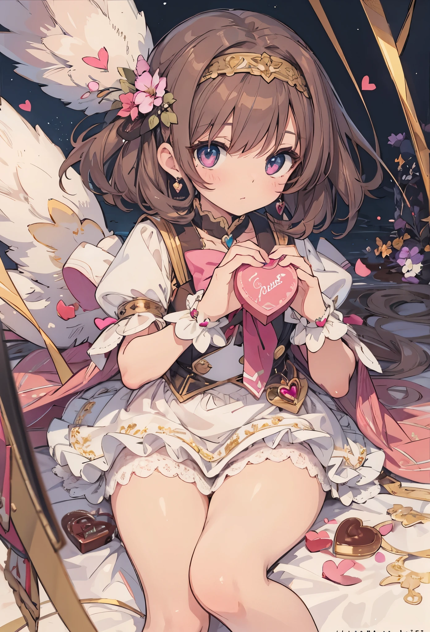 ((Highly accurate drawing in every detail)Extremely precise depiction)[High resolution],(detailed illustrations,Very detailed and precise drawing,Delicate drawn lines with tempo,Realistic texture expression),[color traced main line],[night park[night view]],(HENTAI anime Girl (Pretty) 12 years old (low length[Plump])) (Cream brown hair[straight hair])((valentine&#39;s day magical girl)),(headband[chocolate((heart mark))])(chocolateカラーのケープ(puff sleeves)[Lace Ruffled Ribbon](Tiered skirt))[[low rise]Color stockings]][[Wrapping with ribbon]],[Silk Fabric,transparency [Soft ambient light] gravure [Colorful],(intricate and beautiful decoration [Dense detail]),(Fine and beautiful skin expression [transparency]),((Precisely drawn eyes))[完璧な目のdetailed((Beautiful eyes like jewels)Iris drawn in precise detail)[clearly drawn pupils]],[eyes light[Pinpoint lighting for the eyes]],[long and beautiful eyelashes],[precisely drawn hair [美しく艷やかな髪のdetailed]],(完璧な手のdetailed [Beautiful fingers with no damage [beautiful nails]]),(perfect anatomy(perfectly balanced proportions))[[full body portrait]],[ideal color coordination(Accurate simulation of light and material interactions)],([Precision Detail](detailed,High definition)),[[Pale and gentle colors]][Visual art that tells a story].