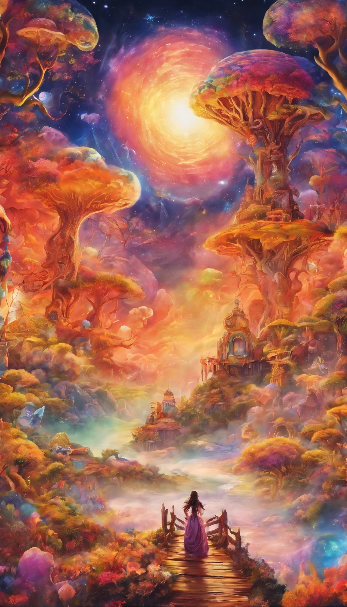 A energia da Terra colapsa，capa de livro, Show the enchanted world scenery, profecia dos mundos, Sabedoria, e o potencial para o aprendizado interestelar. 8k