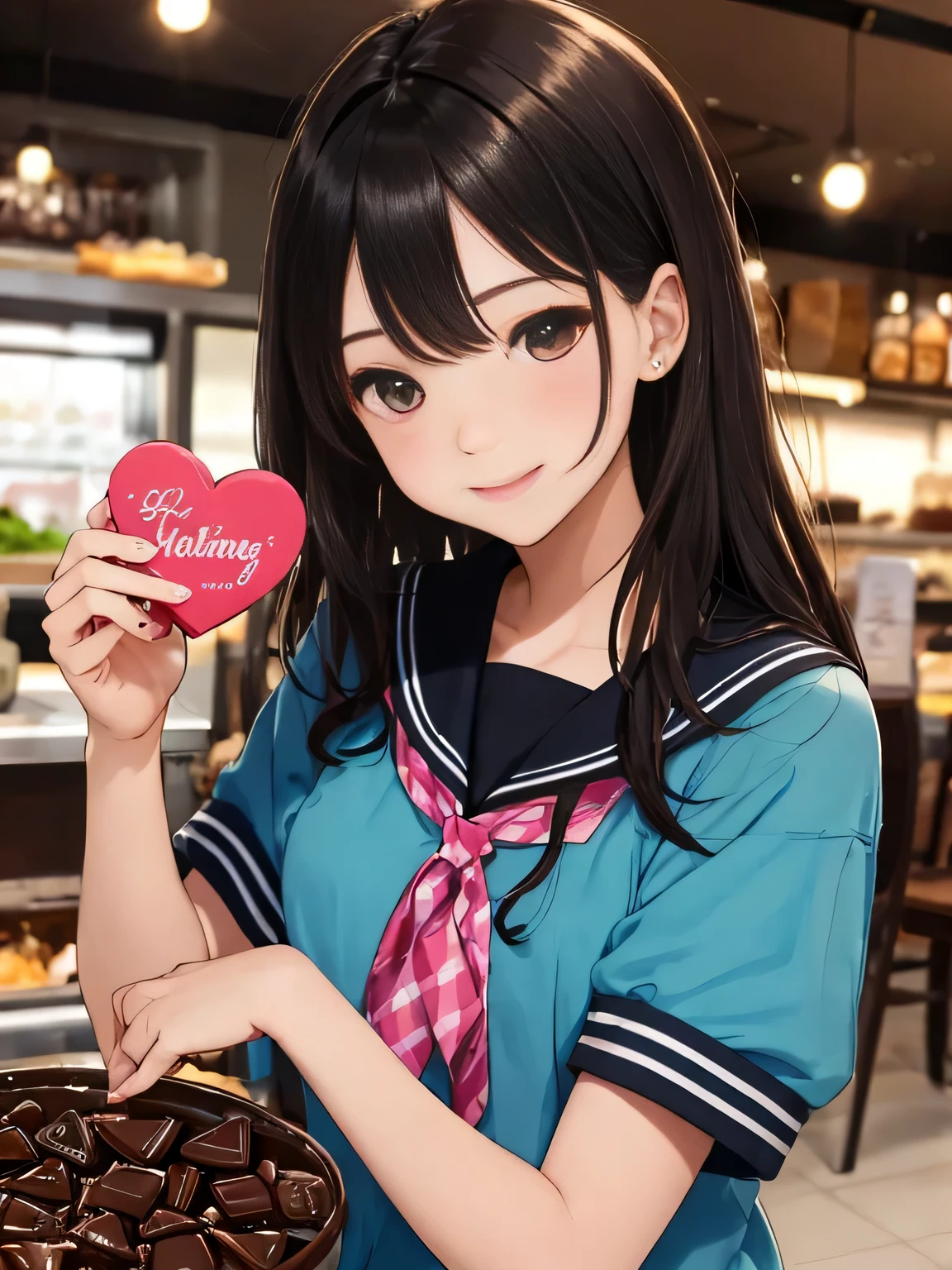 highest quality、High resolution、detailed background、beautiful and detailed face、beautiful and smooth skin、skin texture、professional lighting、Beautiful teenage girl、cute hairstyle、sailor suit、
that is common to make homemade chocolates on Valentine's Day.。
that'It's so cute to see them making chocolate with all their heart for their loved ones..。You can collect the ingredients and enjoy making chocolate together..。
Another cute idea is、Organize a chocolate exchange with friends or colleagues。.。
Let's all bring home-made chocolates、Have fun exchanging and share love and friendship.。
A date with your lover is a special occasion.。Enjoy lunch or dinner at your favorite cafe or restaurant、Watch a romantic movie at the cinema、Let's have a special time.。
that'It would be nice to prepare a cute surprise present..。
for example, Leave cute letters and small handmade gifts in hidden places.、I would be happy if someone important found me.。.。
that'Valentine's Day is also a fun situation.'s Day party with friends and family.。
Valentine's themed game with cute decorations、Prepare elements to liven up the party、Let's all have fun together, Making sweets etc..。