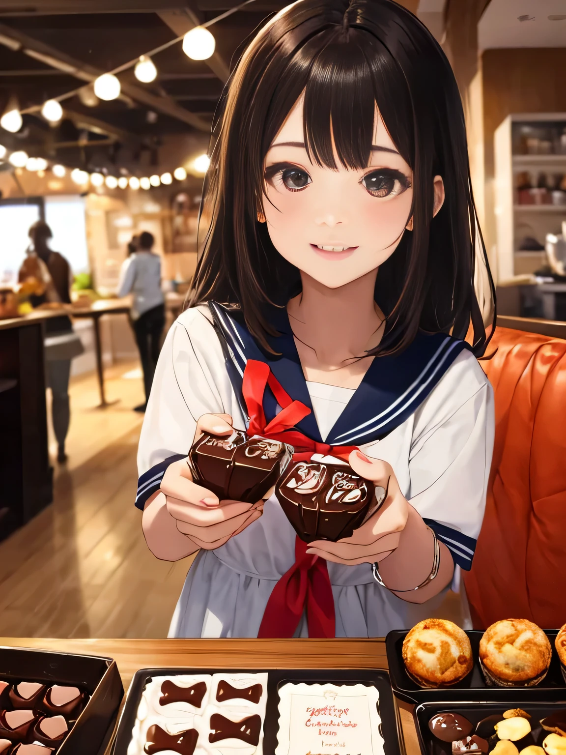 highest quality、High resolution、detailed background、beautiful and detailed face、beautiful and smooth skin、skin texture、professional lighting、Beautiful teenage girl、cute hairstyle、sailor suit、
that is common to make homemade chocolates on Valentine's Day.。
that'It's so cute to see them making chocolate with all their heart for their loved ones..。You can collect the ingredients and enjoy making chocolate together..。
Another cute idea is、Organize a chocolate exchange with friends or colleagues。.。
Let's all bring home-made chocolates、Have fun exchanging and share love and friendship.。
A date with your lover is a special occasion.。Enjoy lunch or dinner at your favorite cafe or restaurant、Watch a romantic movie at the cinema、Let's have a special time.。
that'It would be nice to prepare a cute surprise present..。
for example, Leave cute letters and small handmade gifts in hidden places.、I would be happy if someone important found me.。.。
that'Valentine's Day is also a fun situation.'s Day party with friends and family.。
Valentine's themed game with cute decorations、Prepare elements to liven up the party、Let's all have fun together, Making sweets etc..。