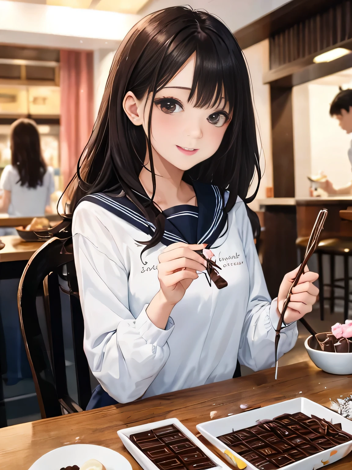 highest quality、High resolution、detailed background、beautiful and detailed face、beautiful and smooth skin、skin texture、professional lighting、Beautiful age girl、cute hairstyle、sailor suit、
that is common to make homemade chocolates on Valentine's Day.。
that'It's so cute to see them making chocolate with all their heart for their loved ones..。You can collect the ingredients and enjoy making chocolate together..。
Another cute idea is、Organize a chocolate exchange with friends or colleagues。.。
Let's all bring home-made chocolates、Have fun exchanging and share love and friendship.。
A date with your lover is a special occasion.。Enjoy lunch or dinner at your favorite cafe or restaurant、Watch a romantic movie at the cinema、Let's have a special time.。
that'It would be nice to prepare a cute surprise present..。
for example, Leave cute letters and small handmade gifts in hidden places.、I would be happy if someone important found me.。.。
that'Valentine's Day is also a fun situation.'s Day party with friends and family.。
Valentine's themed game with cute decorations、Prepare elements to liven up the party、Let's all have fun together, Making sweets etc..。