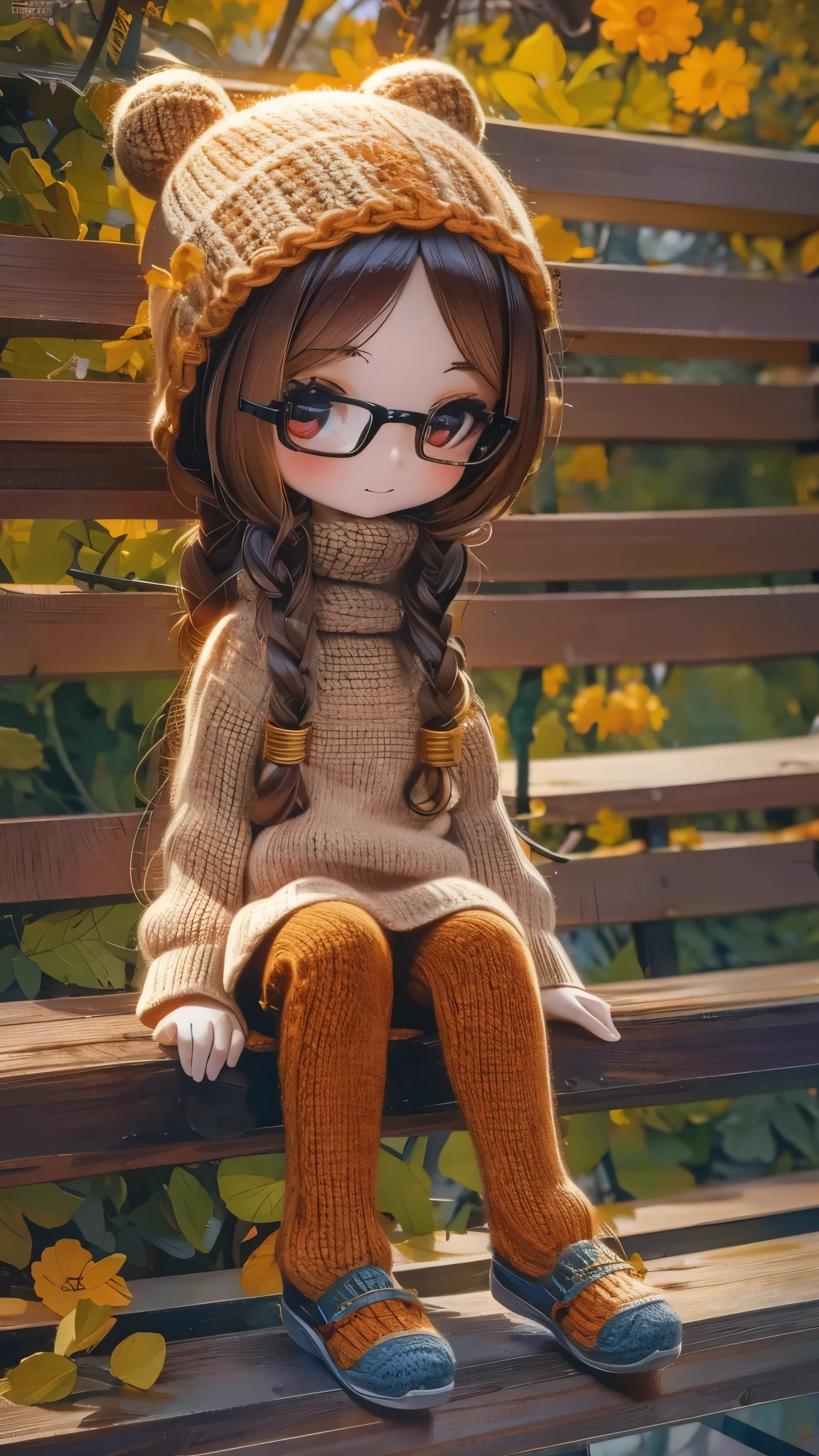 (La mejor calidad,A high resolution,Ultra - detallado,actual),Ariana Grande is a Knitted Doll with glasses.，Los ojos son muy delicados. More detailed 8K.motor irreal:1.4,UHD,La mejor calidad:1.4, fotorrealista:1.4, textura de la piel:1.4, obra maestra:1.8,obra-prima, mejor calidad,objeto Objeto], (detailed face features:1.3),(Las proporciones correctas),(Ojos hermosos azules),  (pose vaquero)