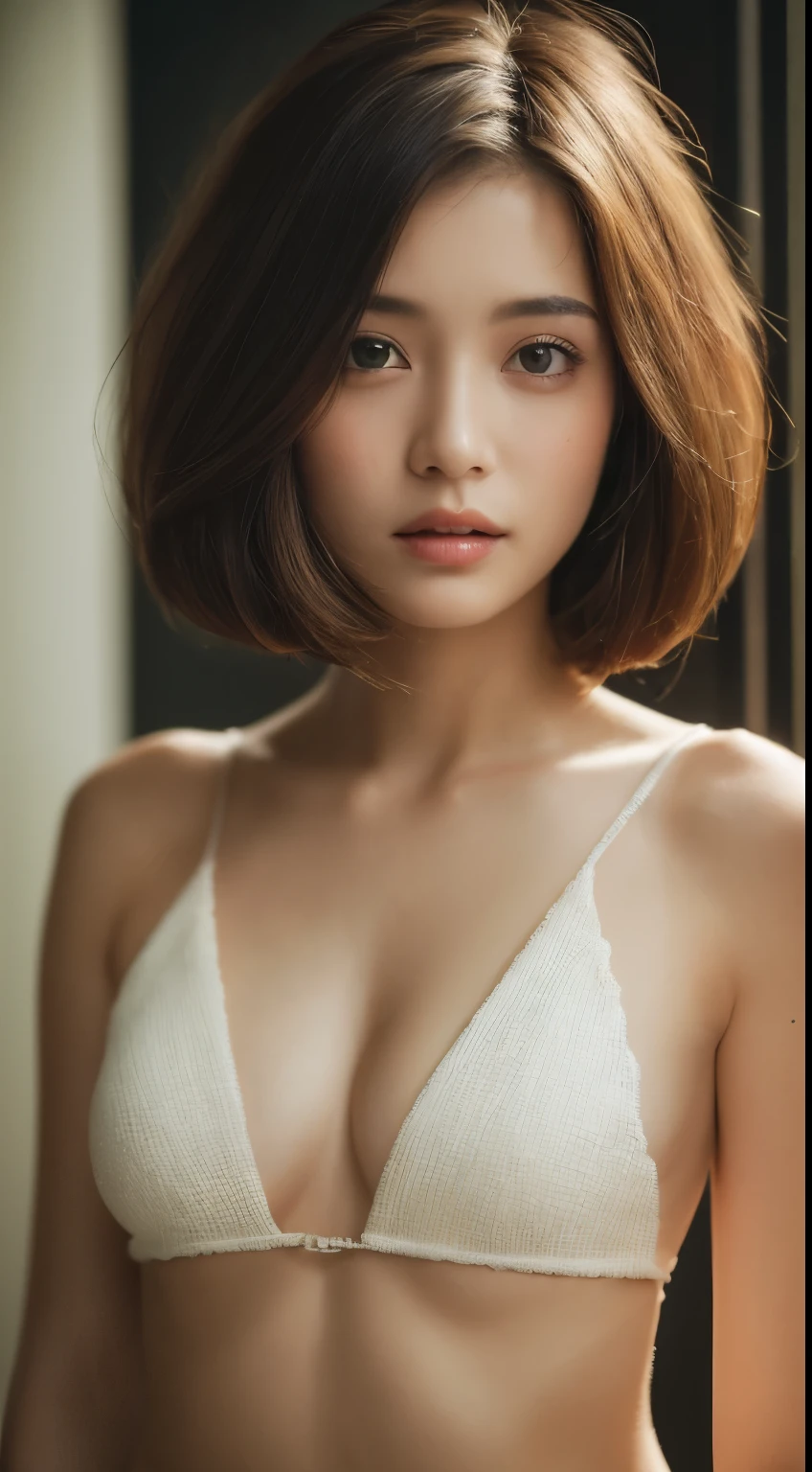 ((highest quality, 8K, masterpiece:1.3)), concentrated:1.2, perfect body beauty:1.4, buttocks:1.2, ((layered haircut, chest:1.5)), ((Naked and standing))(masterpiece, professional lighting, 16k, 8k wallpaper, RAW photo, realistic:1.8, Super detailed, natural gentle lighting, fine skin, detailed face, fine eyes, texture skin, cinematic composition, detailed background:1.2 ), , cute beautiful woman with perfect body: 1.4, slim breasts: 1.2,