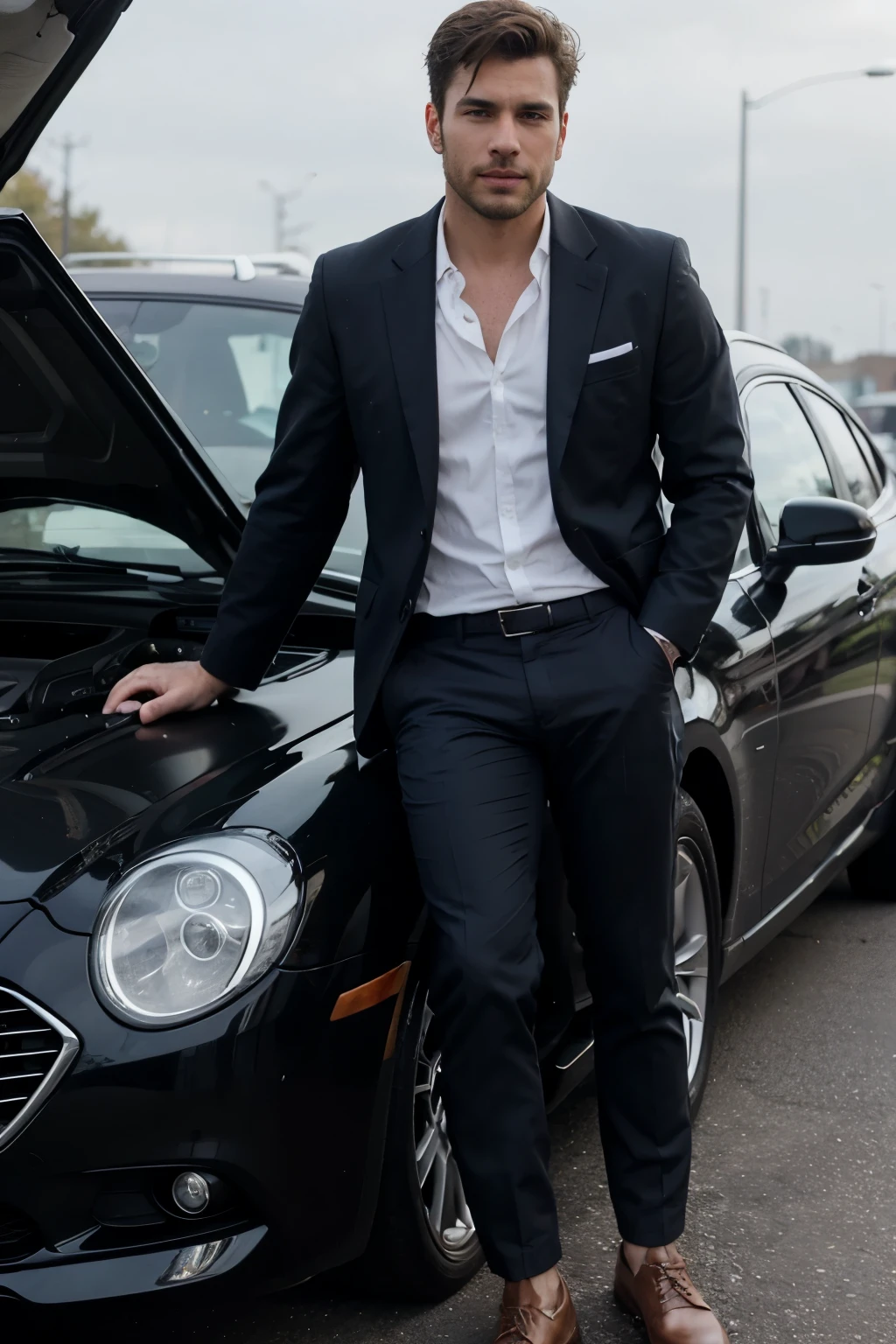 Handsome man with beautiful car 