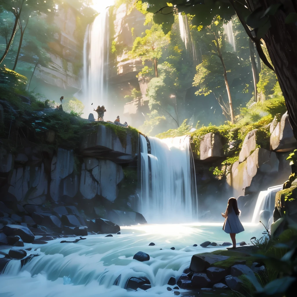Maria's village was famous for its majestic waterfalls, which were said to be guarded by mystical creatures. One day, as Maria ventured into the heart of the forest, she stumbled upon a hidden path that led her to the most enchanting waterfall she had ever seen. The water cascaded down the rocks like a thousand silver threads, shimmering in the sunlight. Maria could hear the melodious symphony of the falls, a harmony that echoed through her soul.