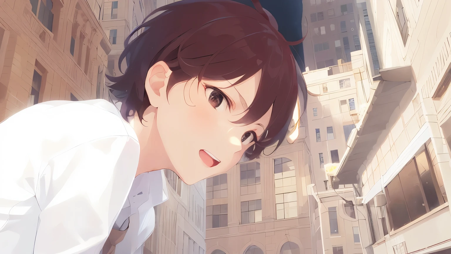 wearing a white shirt、Wearing a white formal shirt、