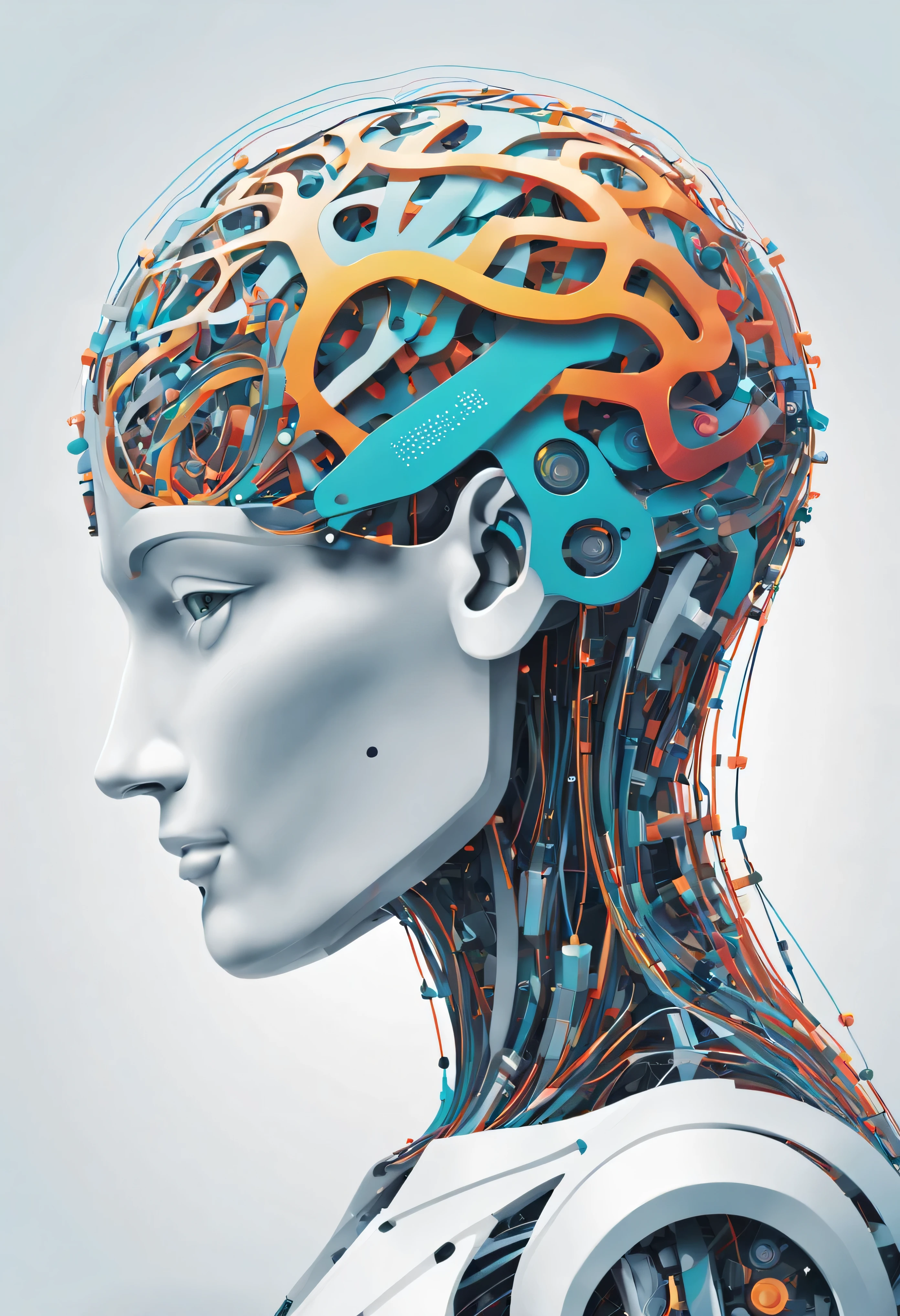 Concepto de inteligencia artificial,cerebro digital con red neuronal,Machine learning,analysis information,estilo moderno de dibujos animados planos,Vector illustration,arte vectorial,detailed illustration,colorful illustration,Vector graphic,Ilustraciones de alta calidad,vectorizado,creativo,llamativo,alucinante,innovador,irritable,contemporary,technological,futurista,conceptual,Abstracto,with future vision,advanced technology,impresionante visual,Visual representation,Fondo blanco,chip neuronal,gente diminuta,Red compleja,estructura similar al cerebro,Powerful computing,Red neuronal artificial,intricate pattern,algoritmo,information processing,Data analysis,pensamiento computacional,sistema inteligente,algoritmoic decision making,maquinas inteligentes,State-of-the-art technology,innovation-driven,revolucionario,Rompedor de obras,artistic interpretation,graphic design,information superhighway,Binary Code,bits y bytes,Advanced data analysis,interfaz transparente,artificial intelligence revolution,creativo thinking,innovation,inspiration,Science and technology,el futuro es ahora,progress illustration,Posibilidades ilimitadas.