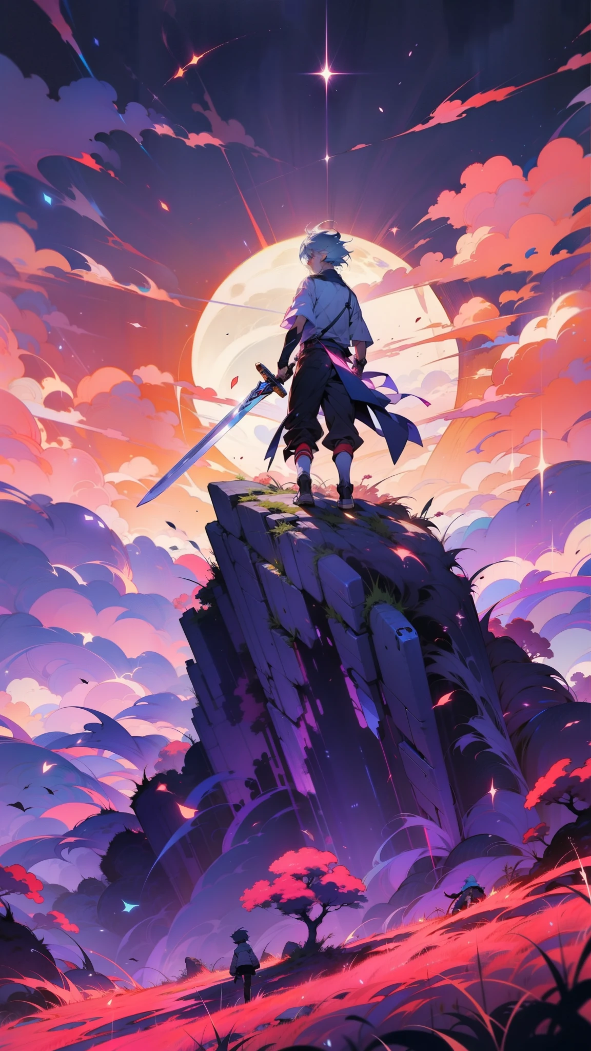 anime - style illustration of a man standing on a hill with a sword, 4 k manga wallpaper, badass anime 8 k, official anime artwork, 4k anime wallpaper, anime art wallpaper 8 k, kaworu nagisa, anime epic artwork, best anime 4k konachan wallpaper, official art, anime wallaper, ultra hd anime wallpaper