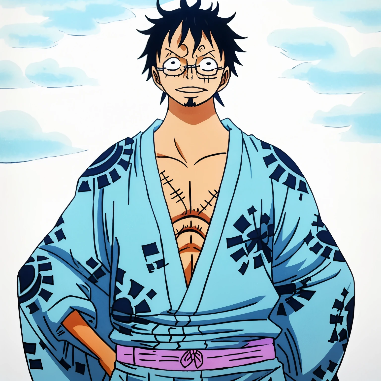 a cartoon of a man in a bathrobe and glasses, manga style Eiichiro Oda, Eiichiro Oda manga art style, Manga style by Eiichiro Oda, Shikanosuke Yagaki, inspirado em Urakusai Nagahide, inspirado em Ito Ogura Yonesuke, your manga portrait,