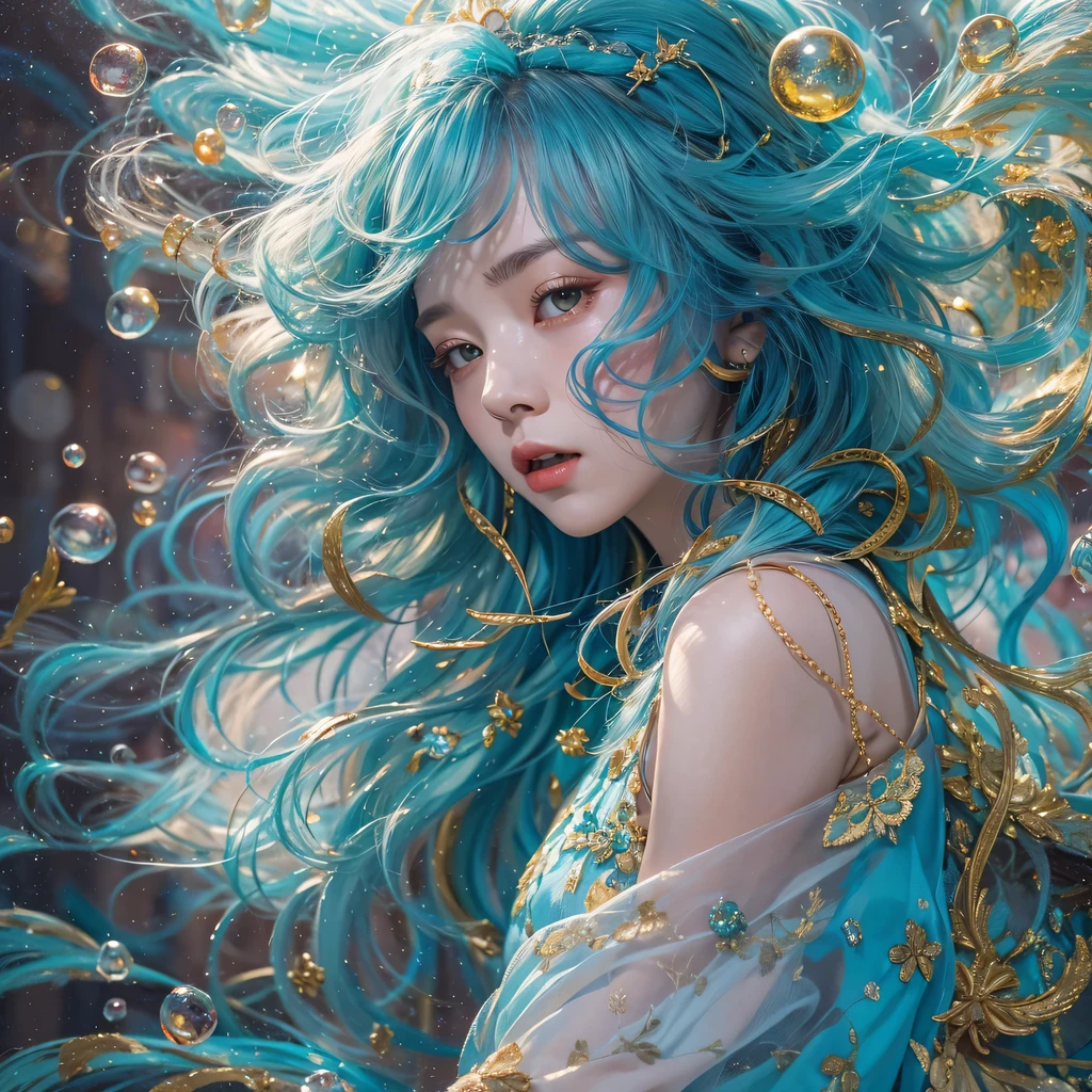 blue,blue,enamel,agate,A flesh-colored world,Blood Blue Maiden 32k(masterpiece,HD,Aoyama Pond,超HD,32k)长长的飘逸亮blue头发,blood pool,Ziddink, a color,grumpy (After greeting), (Linen scarf), fighting stance, looking at the ground, long white hair, 漂浮的亮blue, Fire cloud gold headdress, Chinese long-sleeved gold silk burgundy garment, (Abstract metaverse splash:1.2), White background,Peony flower vitality protector(realistically:1.4),bright purple hair,Smoke on the road,The background is very pure, high resolution, detail, RAW photos, Sharp Re, Nikon D850 film photo by Jefferies Lee 4 Kodak Portra 400 camera F1.6 guns, colorful, Ultra-realistic and vivid textures, dramatic lighting, Unreal Engine Art Station Trend, Sinest 800,一个有着长长的飘逸亮blue头发的女孩,huge colorful bubbles