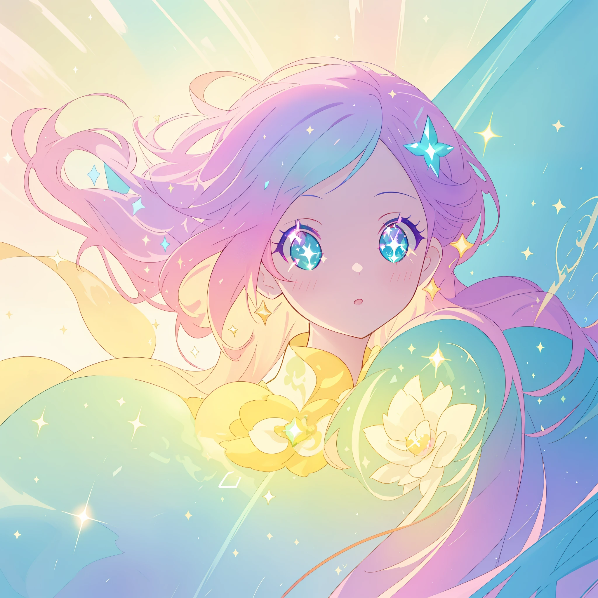 beautiful anime girl in colorful liquid dress, (((sparkling))), aqua mint blue and purple colors, vibrant pastel colors, (colorful), magical lights, sparkling lines of light, inspired by Glen Keane, inspired by Lois van Baarle, disney art style, by Lois van Baarle, glowing aura around her, by Glen Keane, jen bartel, glowing lights! digital painting, flowing glowing hair, glowing flowing hair, beautiful digital illustration, fantasia background, whimsical, magical, fantasy, beautiful face, ((masterpiece, best quality)), intricate details, highly detailed, sharp focus, 8k resolution, sparkling detailed eyes, liquid watercolor