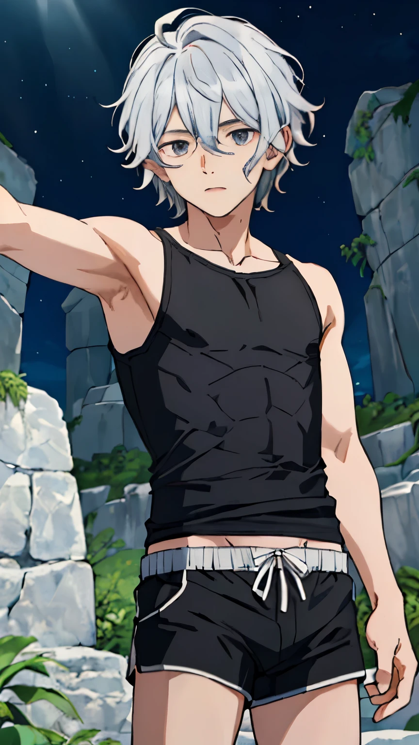 1 boy, , alone, looking at the audience, (masterpiece:1.4), (best quality:1.4), (curls:0.9), (Fear),
Sunlight, shiny skin, white and gray hair, Spiked hairstyle, {sky|dawn|night|morning}, Diving difference, underwater,black shorts,cute boy,The crotch is raised