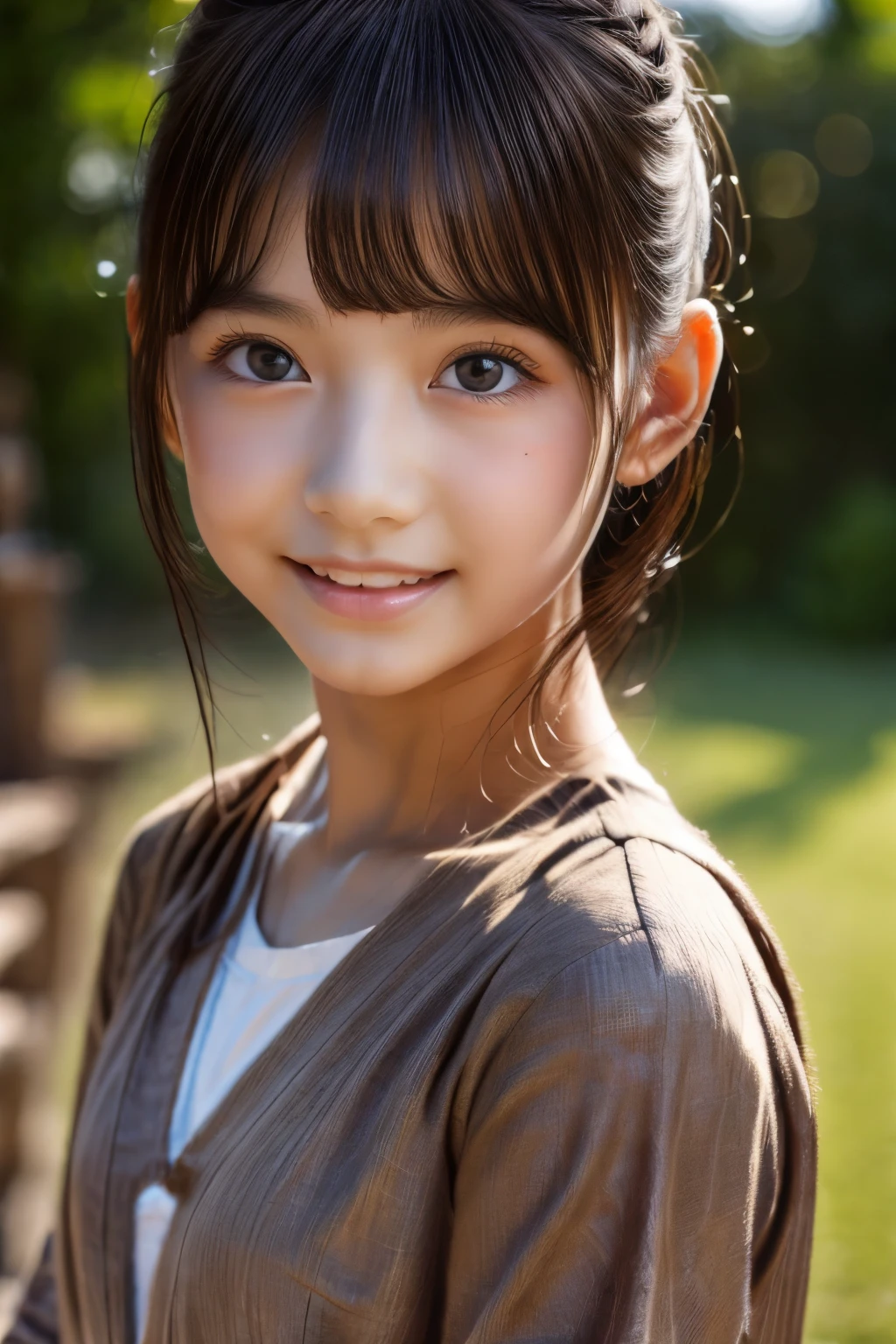 mud sculpture,,(best quality,4k,8k,highres,masterpiece:1.2),ultra-detailed,realistic,portrait,clay,beautiful detailed eyes,beautiful detailed lips,detailed face,longeyelashes,vivid colors,studio lighting,playful expression,curly hair,muddy texture,authentic,casual attire,nature backdrop,artistic background,gentle sunlight,wet mud effect,subtle shadows,expressive pose,serene atmosphere,masterful craftsmanship,artistic touch,color harmony,brown tones,warm lighting,polymer clay,small sculpture,creative artwork,personal interpretation,impressive details,adorable subject,school uniform,innocence,carefree spirit,thoughtful gaze,imaginative artwork