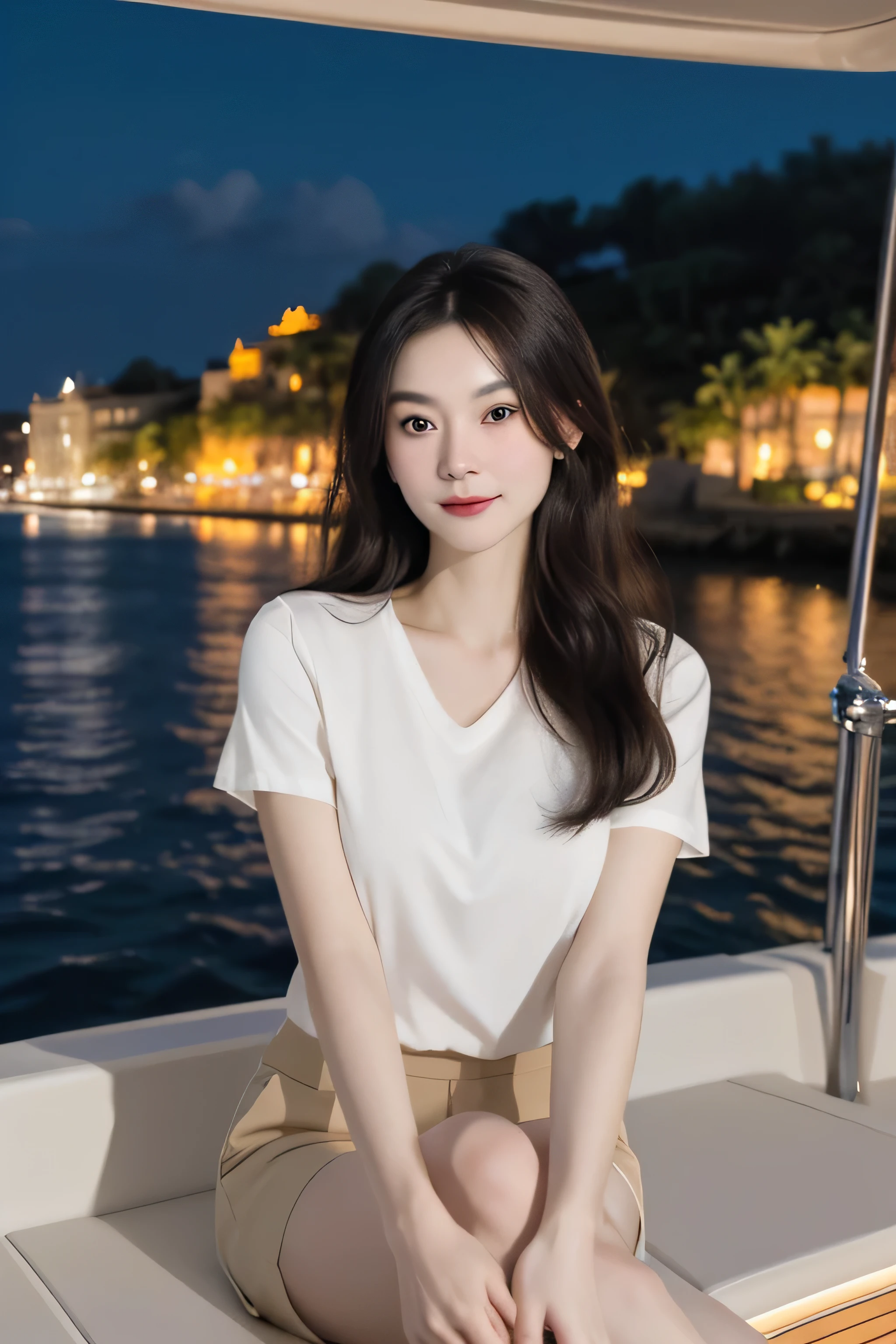 (Masterpiece), (Best Quality: 1.0), (Ultra High Resolution: 1.0), Delicate Eyes, 1 Girl, (Big Boobs), Soaked Shirt, (Stockings), Big Wave Curls, Dragon Boat Festival, (Short Skirt), (Dragon Boating, Boating), Realistic, (River, Pier, Beautiful View)