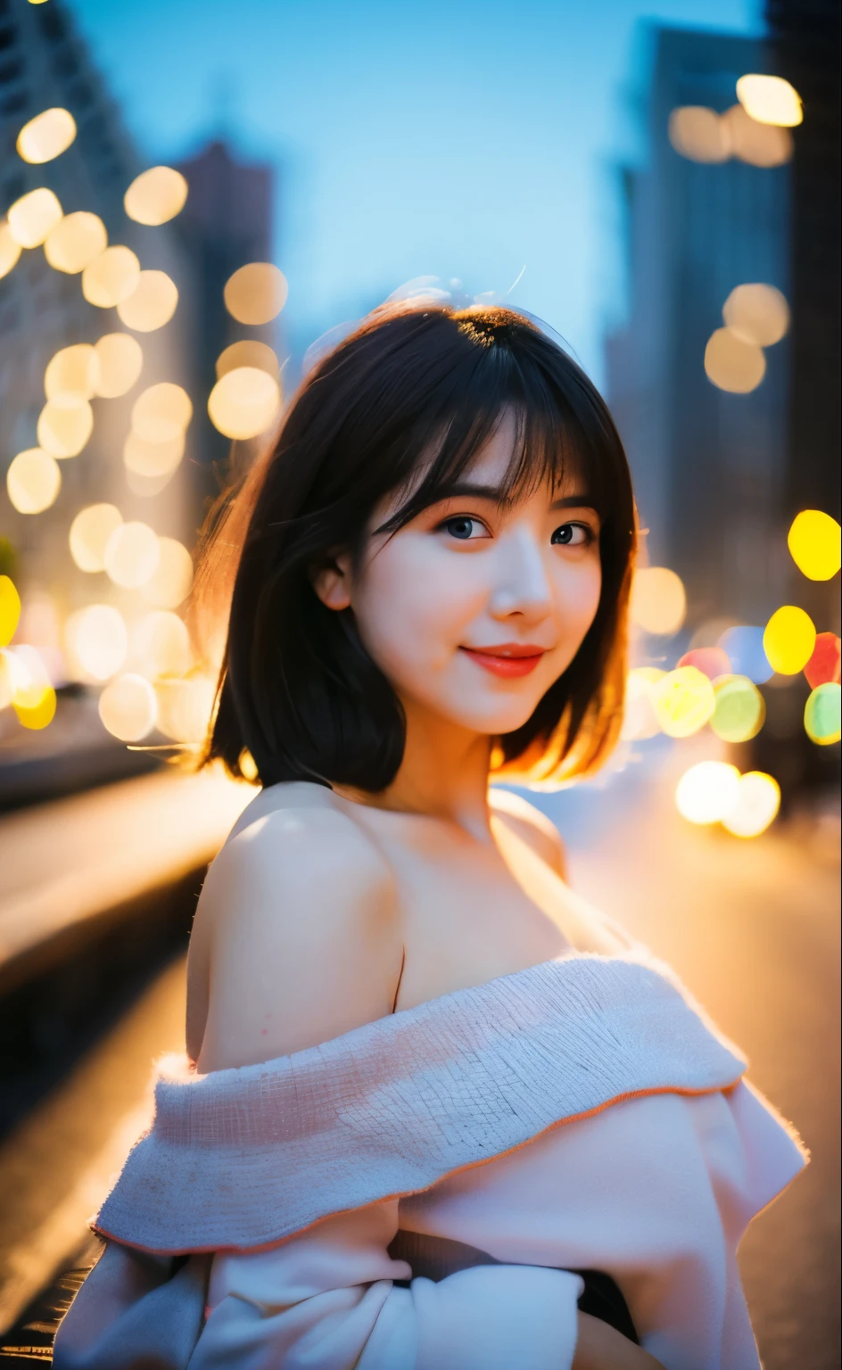 1girl, (looking at viewer),  (bokeh:1.1), closed mouth,light smile, realistic, arm up, off shoulder,
pants, skyline,
best quality, (photorealistic:1.4), ultra highres, llfMasami Nagasawa