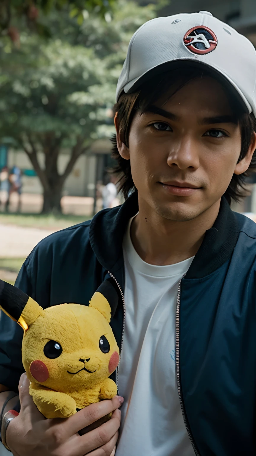 Ash ketchum con su pikachu,pokemon,estilo anime