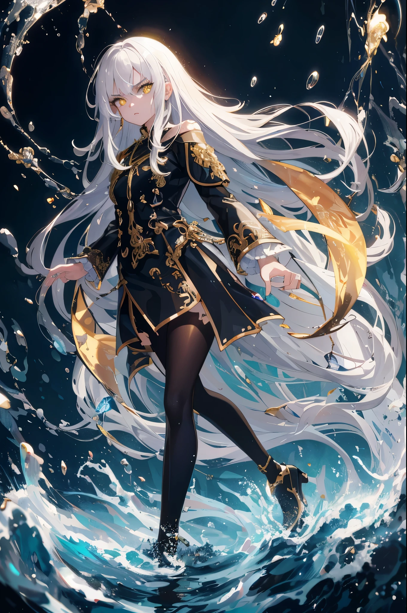 (Masterpiece:1.2), best quality, (illustration:1.2), (ultra-detailed), hyper details, (delicate detailed), (intricate details), (cinematic light, best quality Backlights), clear line, from front, perfect body, (1girl), white hair and yellow eyes, (black see-through clothes), (off-shoulder clothes), sitting on the throne, head down, (Angry: 1.2 ), (makeup), high contrast, (best illumination, an extremely create and beautiful), (cinematic light), colorful, young human girl, (beautiful face:1.1)
