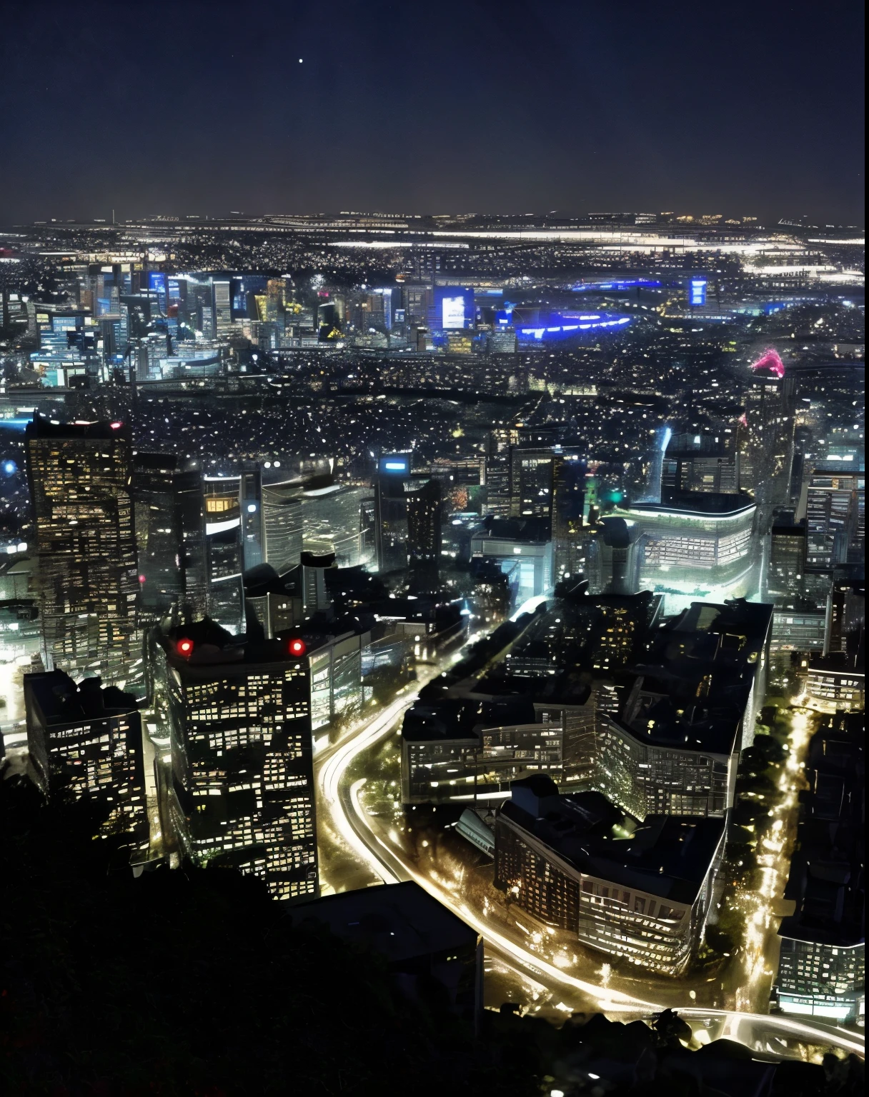 Night view seen from the city mountain