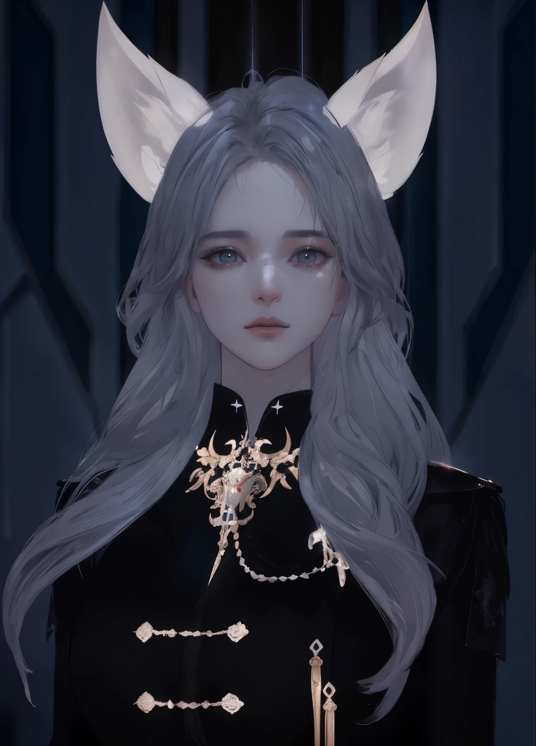 (Extreme detail CG Unity 8K wallpaper, masterpiece, best quality), (Exquisite lighting and shadows, very dramatic photo, movie lens effect), imitation animal ears, very long hair, fantasy art, photo realistic, dynamic lighting, artstation, poster, volumetric lighting, very detailed faces, 4 k, deep shadows