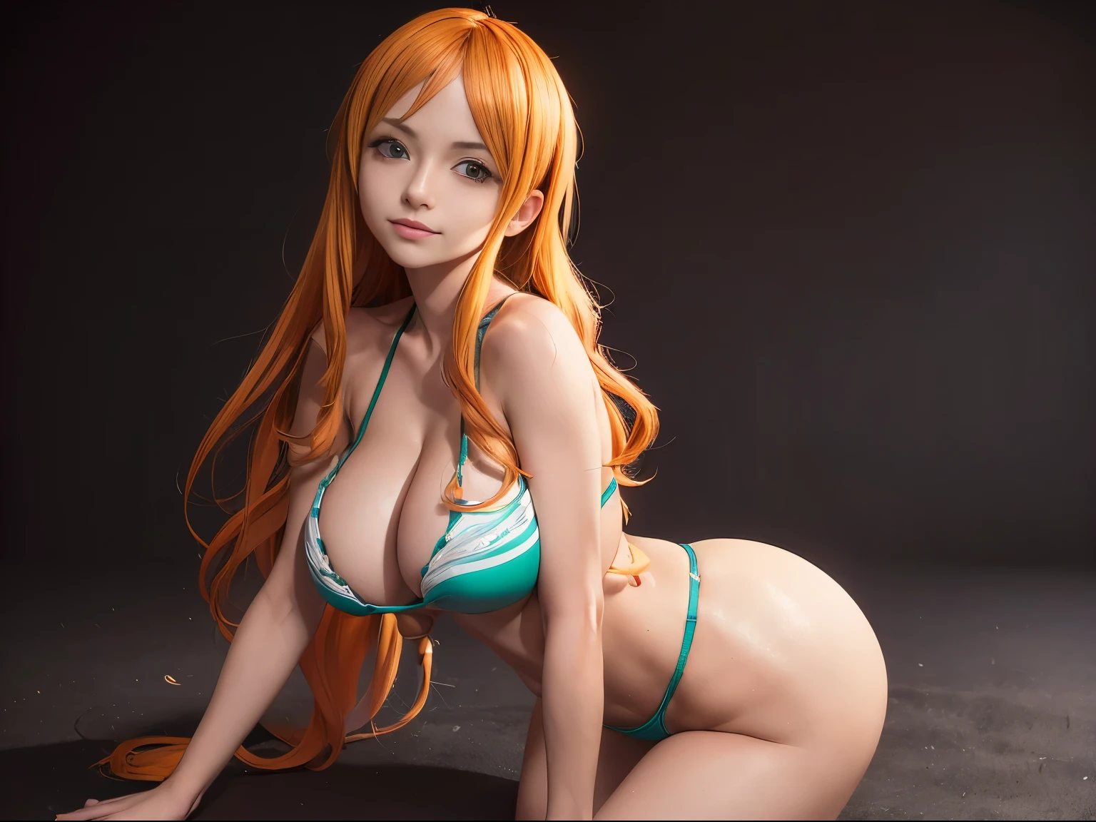(((nami))8k,((from one piece)))(( usa pantalon de mezclilla )))(((Empty dark background)))(((nami)))((((nami from one piece ))))(((Amazing tits)))caliente, hermosa,((Hornie)),(((viste su brasier verde con rayas)))((tiene tetas perfectas)))8k,(((hiperrealista todo como un motor irreal trazado de rayos render))) ((estilo humano hiperealista)),(((Empty dark background))). hiperrealista todo como un motor irreal trazado de rayos render estilo humano realista ,(((Empty dark background)))., Suavemente iluminado, Intimo exquisito detalle, sharp focus, intrincadamente detallado, rewarded photography, small-catchlight, bajo contraste, alta nitidez, facial-symmetry, profundidad de campo, cinematic background, Renderizado del motor irreal, Imagen central, dream-like, Suavemente iluminado, intimo, imagen de cuerpo completo ,cuerpo completo,((tetona)),((piernas torneadas)) perfect ass ecchi, hdri