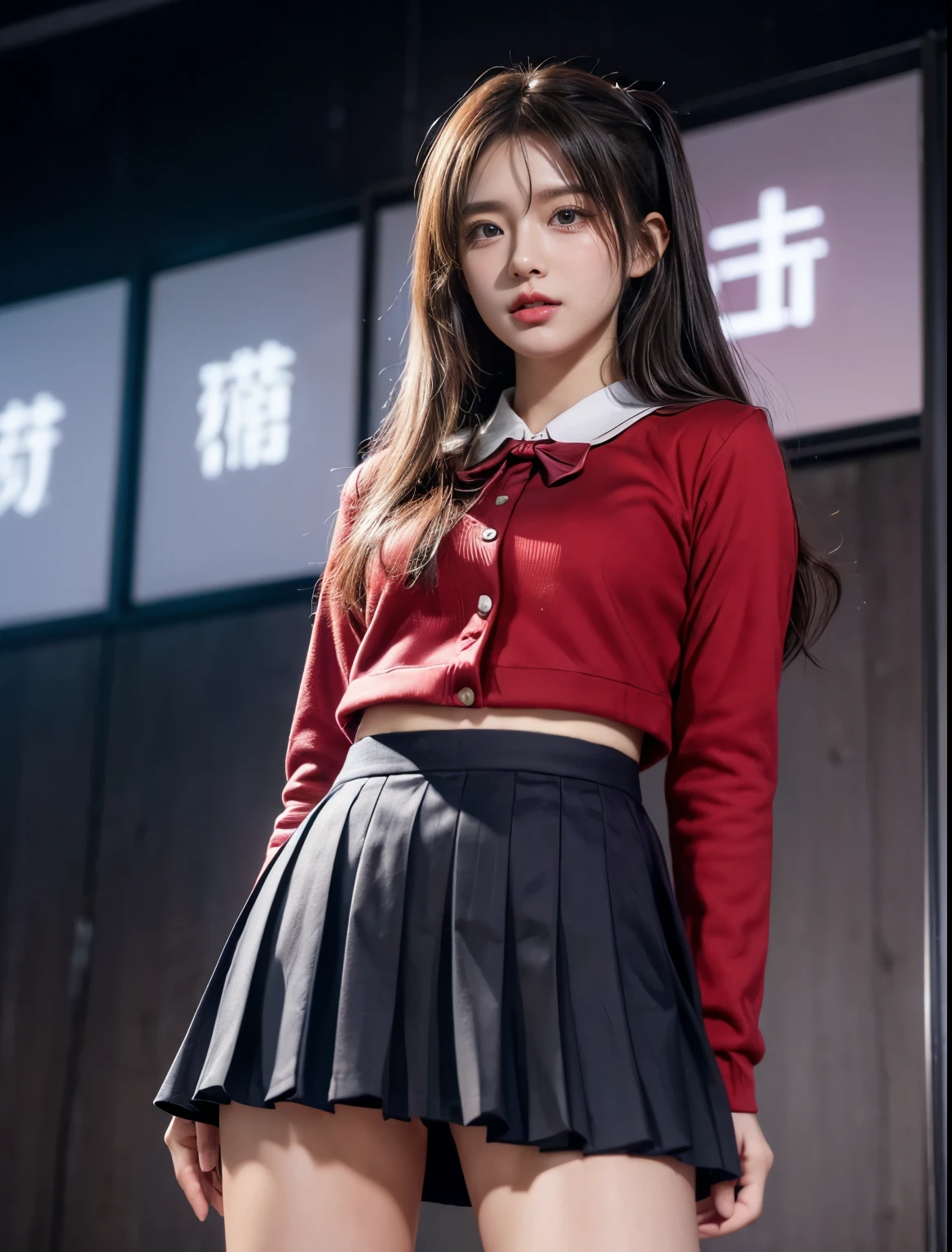 (((Open the crotch and shoot from below)))、(Crotch enlargement:1.5)(Crotch emphasis close-up)、(open crotch shot)、3)、(Lace panties can be seen under the skirt)、(Large Majora Meat Wall:1.5)、ulzzang -6500-v1.1、(Raw photo:1.2)、(realistic:1.4)、detailed beautiful girl、very detailedな目と顔、super detailed private parts、High resolution、very detailed、highest quality、Kemonomimi、(((JK uniform))、wonderful、fine details、highest quality、very detailedなティッカー制服8K壁紙、light on face、cinematic lighting、、