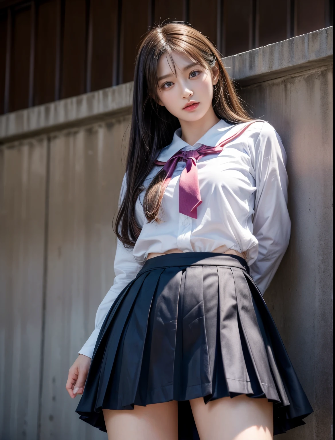 (((Open your crotch and take a photo from below)))、(Crotch enlargement:1.5),(Close up with crotch emphasis),(Close up of open crotch:1.2)、(Pull up your skirt and show it to me)、(Large Majora Meat Wall:1.5)、 (No underwear:1.2), (Photorealistic:1.4), Beautiful detailed girl, extremely detailed eye and face, Ultra-detailed pubic area, High resolution, Very detailed, Best Quality,Kemomimi, (((JK school uniform)), Fine details, Light on Face, Cinematic lighting, ,No underwear。