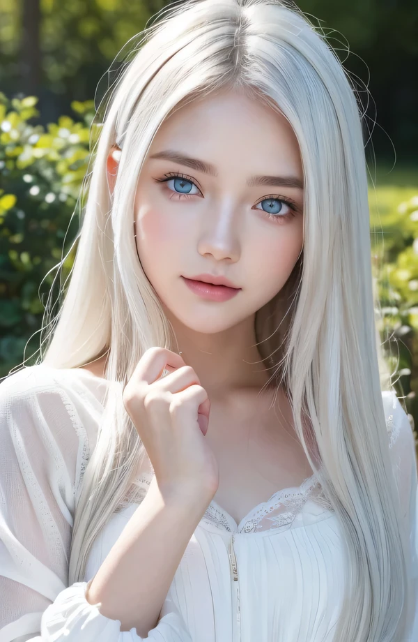 14Caucasian model at the age, 両脚でFull body photo standing,((Clean clothes)), wearing fluffy clothes, Natural light, Pretty Caucasian Woman, white hair, bright smile, (8K, Live shooting, highest quality, masterpiece: 1.2), masterpiece, super detail, , High-definition RAW color photo, Full body photo standing, , , , , highly detailed eyes, realistic skin texture, highly detailed fingers, very detailed nose, highly detailed mouth, , , , See-through feeling、Transparent processing、wear fluffy clothes、, White hair, Blue eyes, masterpiece, realistic skin texture, , shiny hair and white skin, 、 natural skin texture, A young woman who looks like a girl, 、Blue eyes, 、lowered eyebrows, innocent face, Eyes that look gentle, natural skin texture, round face, Kind eyes, long and pure white beautiful hair、, small face, No decorations attached, white, drooping eyebrows, Mont Blanc, white, drooping eyebrows、Eyes with sparkle、Both eyes are the same shape and size、wearing night clothes