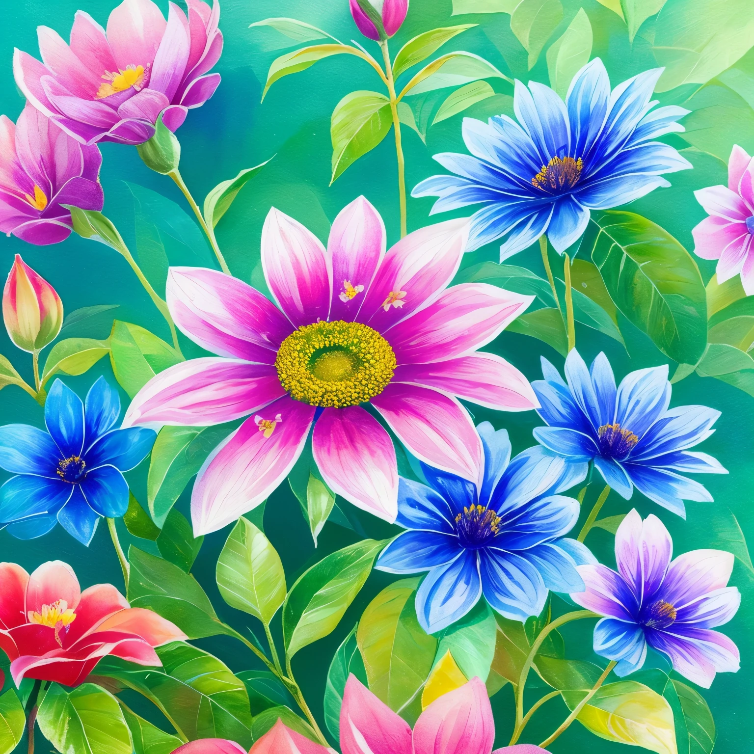 (stunning hand-painted flower, vibrant colors, intricate details, high-res:1.2, fine art, delicate brushstrokes, botanical illustration, realistic petals, soft and ethereal, natural light, botanical garden, close-up view)