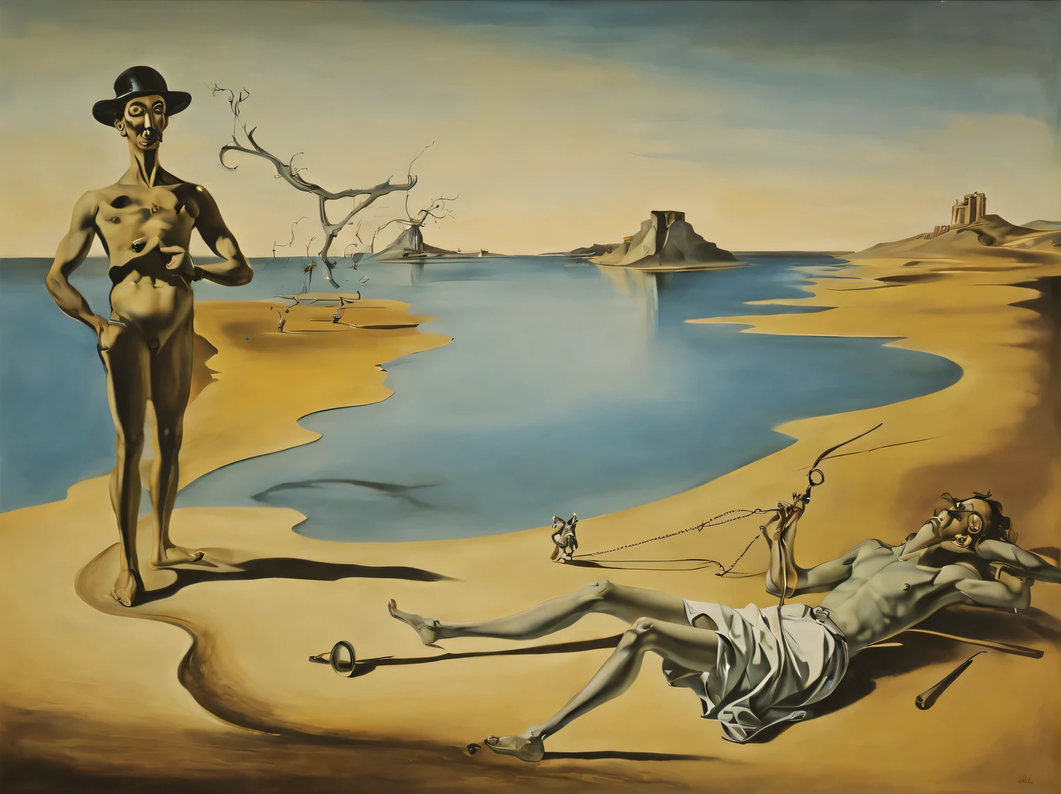 Painting by Salvador Dali - Man Loses Time, full compliance with the style of Salvador Dali, oil, canvas