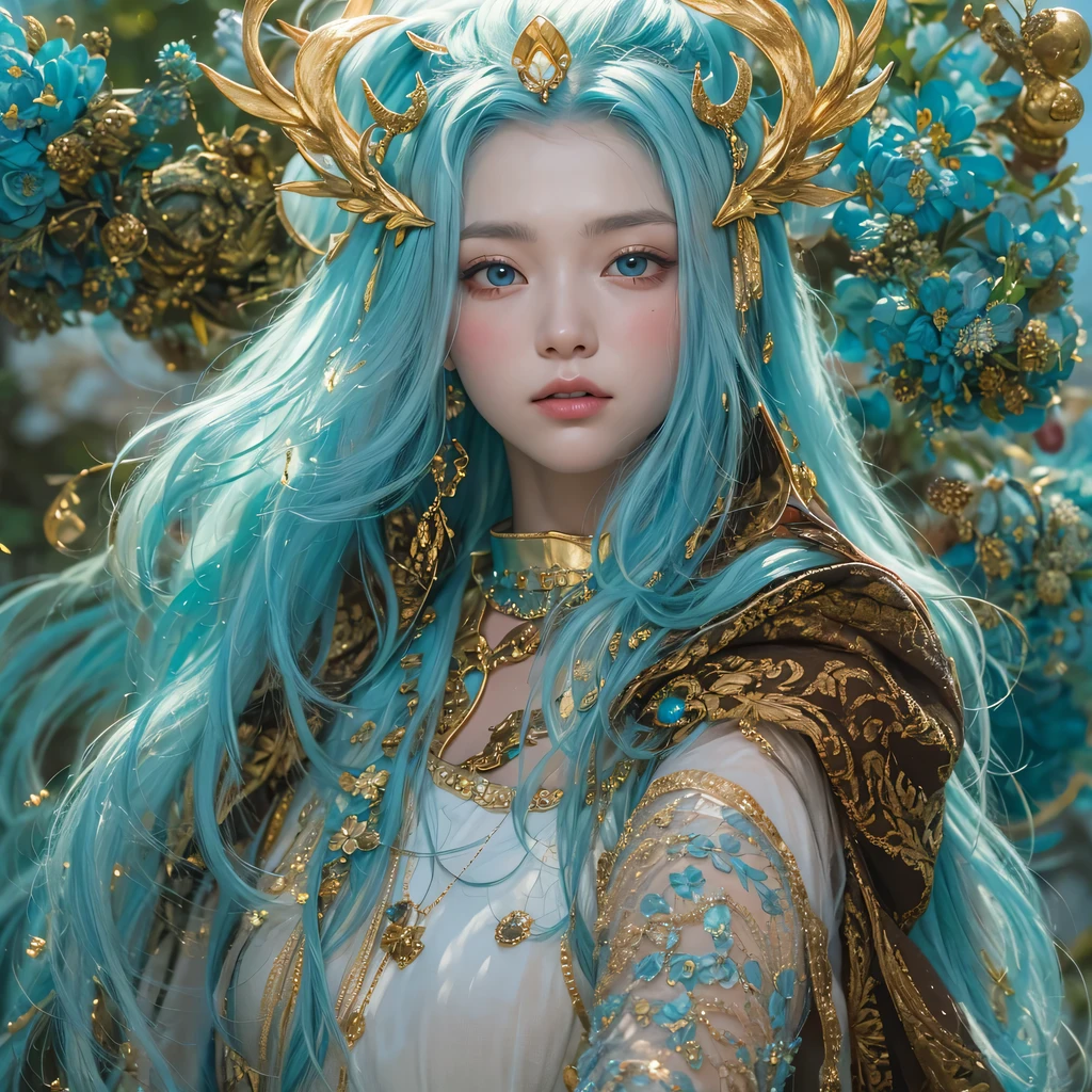 红blue colors,enamel,agates,A flesh-colored world,Blood Blue Maiden 32K(tmasterpiece,k hd,Aoyama Pond,hyper HD,32K)Long flowing bright blue hair,blood pond,zydink, a color,Grumpy (Post-halo), (Linen scarf), Combat posture, looking at the ground, long whitr hair, Floating bright blue, Fire cloud pattern gold tiara, Chinese long-sleeved gold silk burgundy garment, (Abstract metaverse splash:1.2), white backgrounid,Peony flower vitality protector(realisticlying:1.4),Bright purple hair,Smoke on the road,The background is pure, A high resolution, the detail, RAW photogr, Sharp Re, Nikon D850 Film Stock Photo by Jefferies Lee 4 Kodak Portra 400 Camera F1.6 shots, Rich colors, ultra-realistic vivid textures, Dramatic lighting, Unreal Engine Art Station Trend, cinestir 800,A girl with long flowing bright blue hair,Huge colorful bubbles