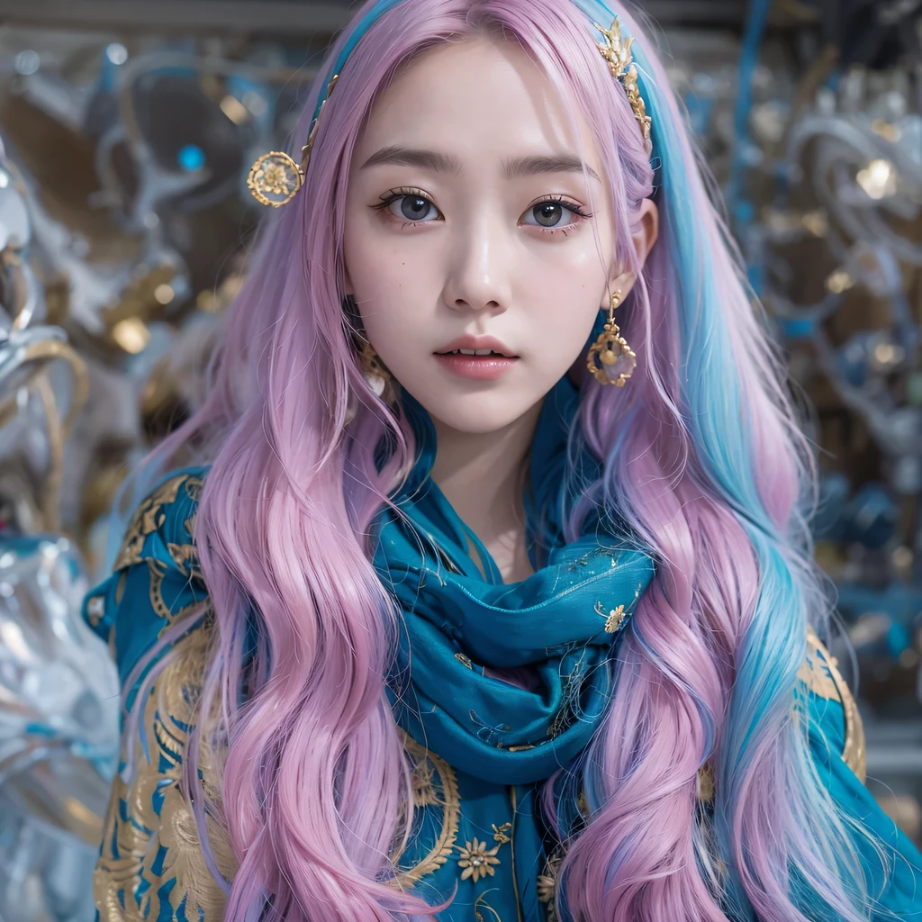 red blue colors,enamel,agate,A flesh-colored world,Blood Blue Maiden 32k(masterpiece,HD,Aoyama Pond,超HD,32k)long flowing bright blue hair,blood pool,Ziddink, a color,grumpy (After greeting), (Linen scarf), fighting stance, looking at the ground, long white hair, Floating bright blue, Fire cloud gold headdress, Chinese long-sleeved gold silk burgundy garment, (Abstract metaverse splash:1.2), White background,Peony flower vitality protector(realistically:1.4),bright purple hair,Smoke on the road,The background is very pure, high resolution, detail, RAW photos, Sharp Re, Nikon D850 film photo by Jefferies Lee 4 Kodak Portra 400 camera F1.6 guns, colorful, Ultra-realistic and vivid textures, dramatic lighting, Unreal Engine Art Station Trend, Sinest 800,一个有着long flowing bright blue hair的女孩,huge colorful bubbles