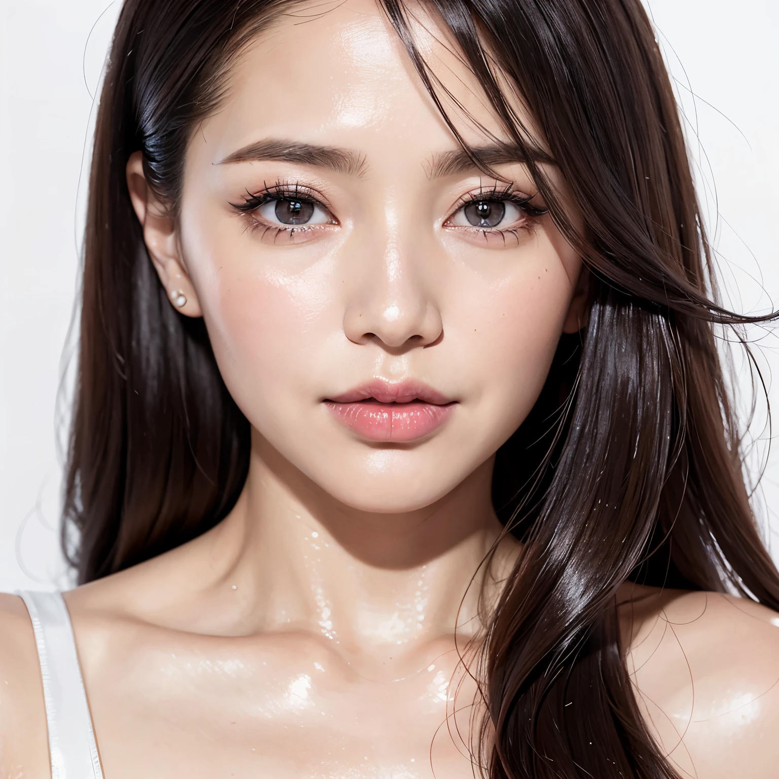 (hight resolution:1.3), (8K, Photorealsitic, Raw photography, Top image quality: 1.4), japanes, (1girl in), beauitful face, (Lifelike face), (Brown hair、Medium Hair:1.3), Beautiful hairstyle, realisticeyes, beautiful finely detailed eyes, (real looking skin), Beautiful skins, enticing, 超A high resolution, A hyper-realistic, high detailing, the golden ratio,Staring at the photographer、