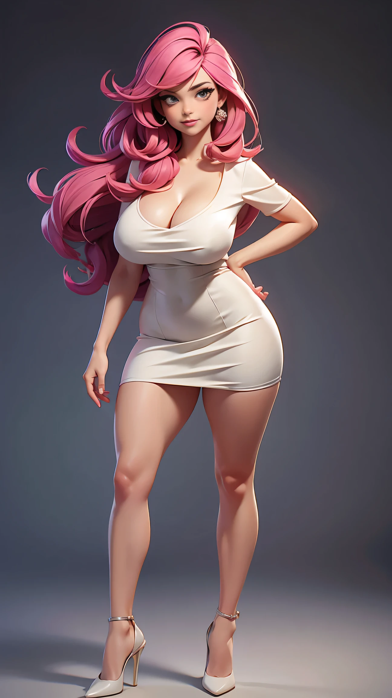 (best quality, ultra-detailed, realistic:1.37),portrait,voluptuous woman,flower,tight dress, Random dress color, passionate look,large buttocks,vibrant colors,soft lighting, standing, full body view, extreme tall, long legs, very tall, tall, 