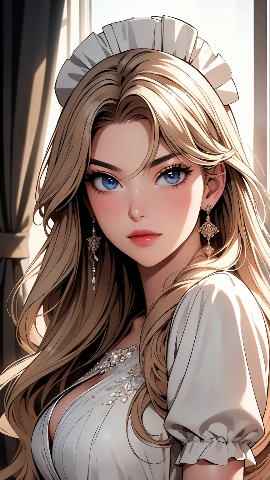 (((highest quality))),(((masterpiece))),(((detailed))),(((On High Resoluti))),(((Beautiful and beautiful work: 1.5))),(Ultra High Resoluti),(((detailedな背景)))8K, RAW photo, highest quality,32K,masterpiece,hyper hd,Delicate and beautiful hair, eyes and face,((hotel room)),beautiful face,((blush)), Clear white sk,(maid costume),(ultra detail, facial)