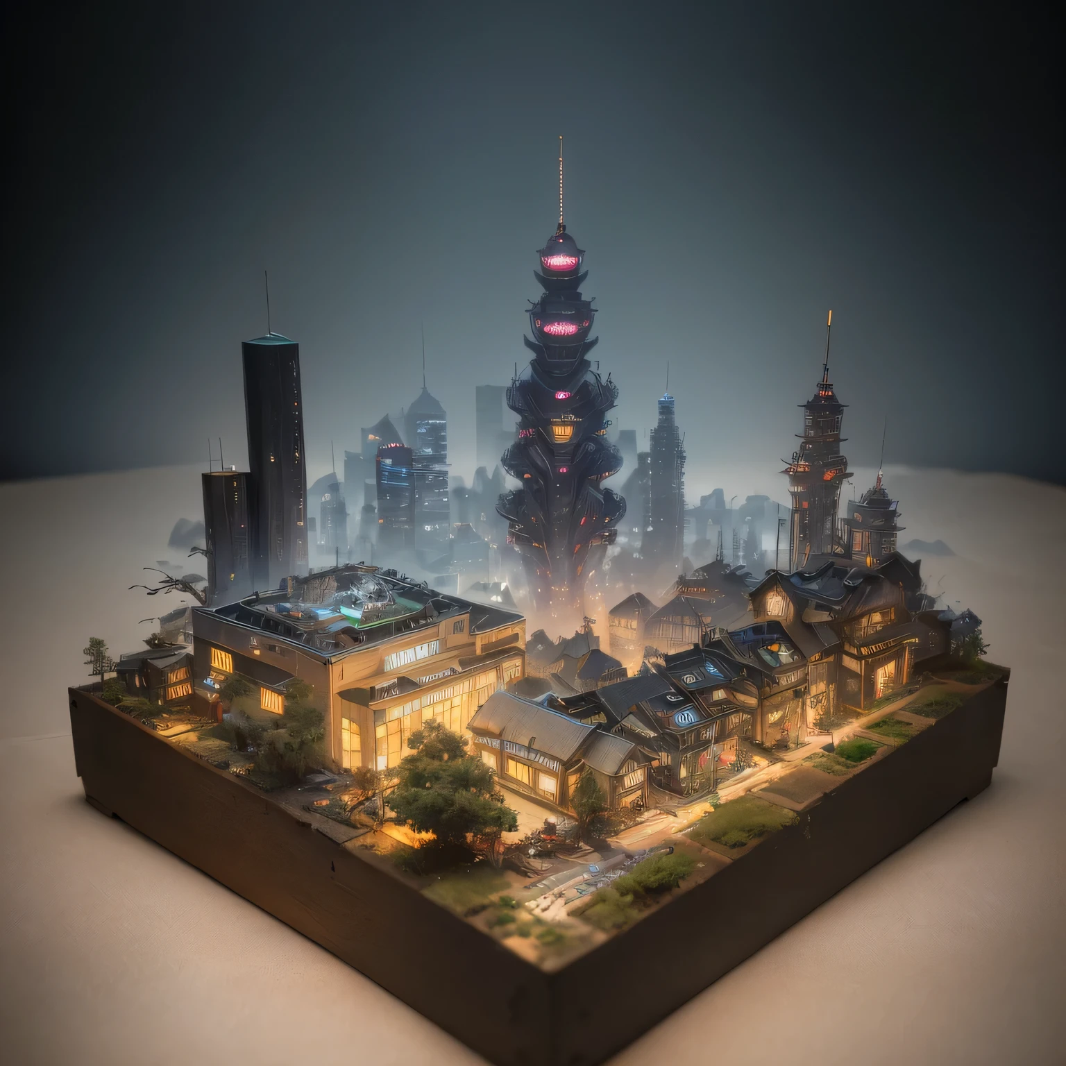 6558年Lunar soil realistic model, (bifurcation, original photo, best quality, masterpiece:1.4),SteampunkCyberpunk6820 City,(CyberpunkLunar soil light:1.3), Lunar soil (related to land),(in a small nature box:1.3),Isometric, small nature, landscape on foundation,landscape,