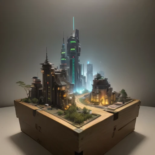 2558年Mards realistic model, (bifurcation, original photo, best quality, masterpiece:1.4),SteampunkCyberpunk6820 City,(CyberpunkMards light:1.3), Mards (related to land),(in a small nature box:1.3),Isometric, small nature, landscape on foundation,landscape,