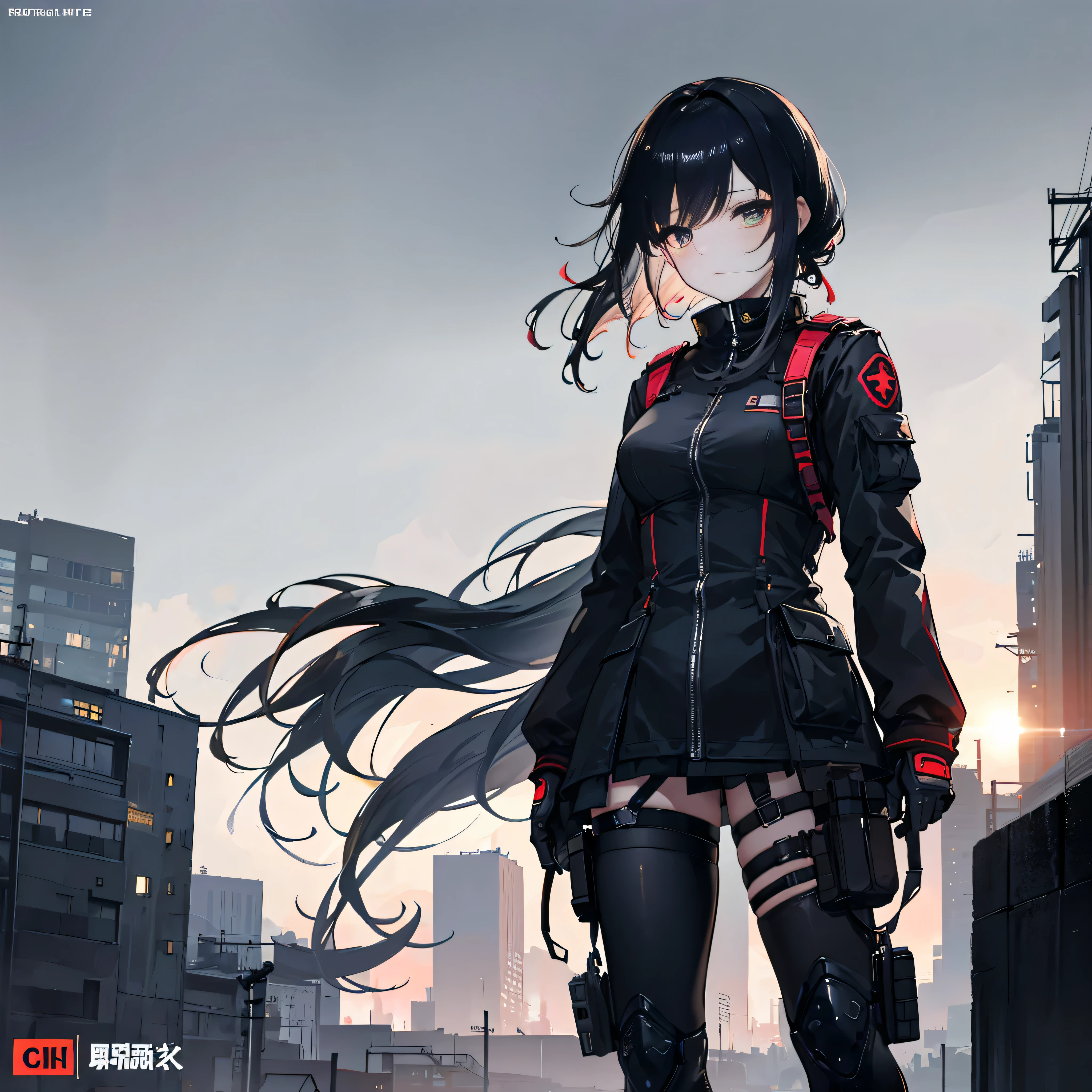 a man wearing clothes in the city、girl with gun, bad girl anime, Mechanized female soldier, girls frontline style, From Girls Frontline, Shoujo Frontline CG, Main art female characters designed by Koshatek Runz, best anime 4k konachan wallpapers, guweiz on artstation pixiv, anime maid nazi, guweiz on pixiv artstation, (best quality,4K,8k,high resolution,masterpiece:1.2), super detailed, (actual,photoactual,photo-actual:1.37), concept artist, the art of mathematics, cyberpunk style, Vibrant neon colors, moody atmosphere, night view, Cinema lighting, futuristic cityscape, The streets are soaked with rain, bustling urban environment, high-tech weapons, bad posture, confident expression, intense action, mechanical strengthening, dystopian setting, strong female character, dark and gritty tones, strange atmosphere, dynamic composition, dramatic shadows.