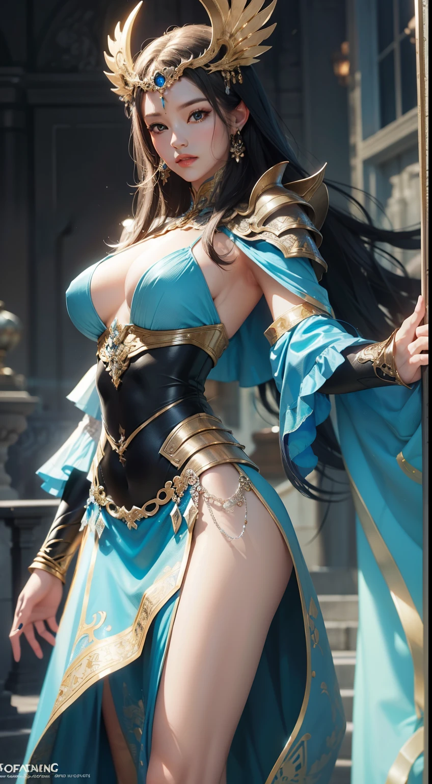 a close up of a woman in a silver and blue dress, chengwei pan on artstation, by Yang J, detailed fantasy art, stunning character art, fanart best artstation, epic exquisite character art, beautiful armor, extremely detailed artgerm, detailed digital anime art, artgerm on artstation pixiv, armor girl